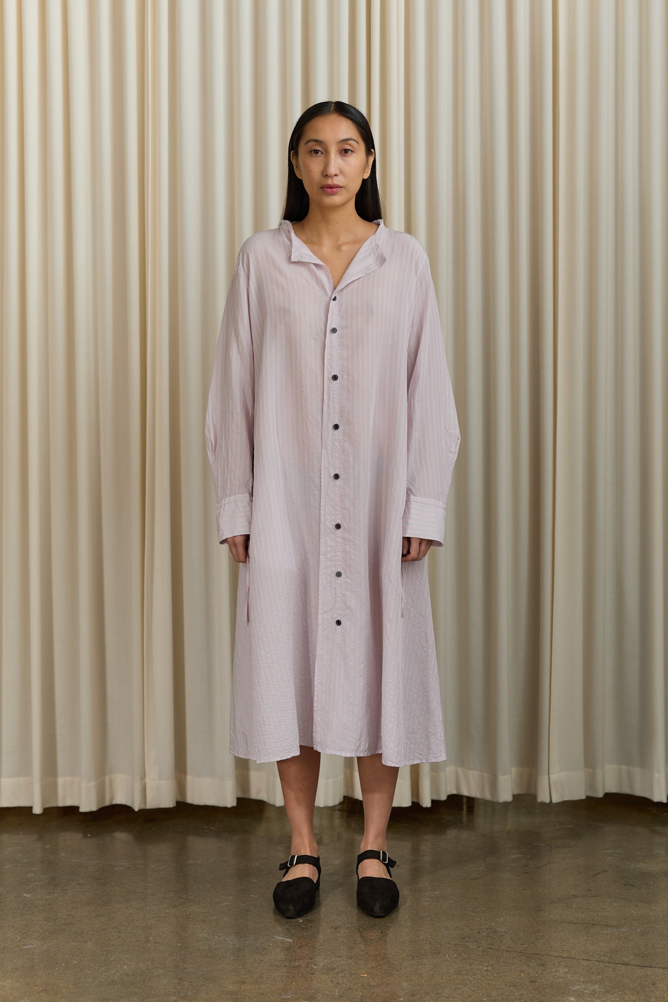 Collarless A Line Dress in Pink Pink / 1 Collarless A Line Dress in Pink Pink / 1