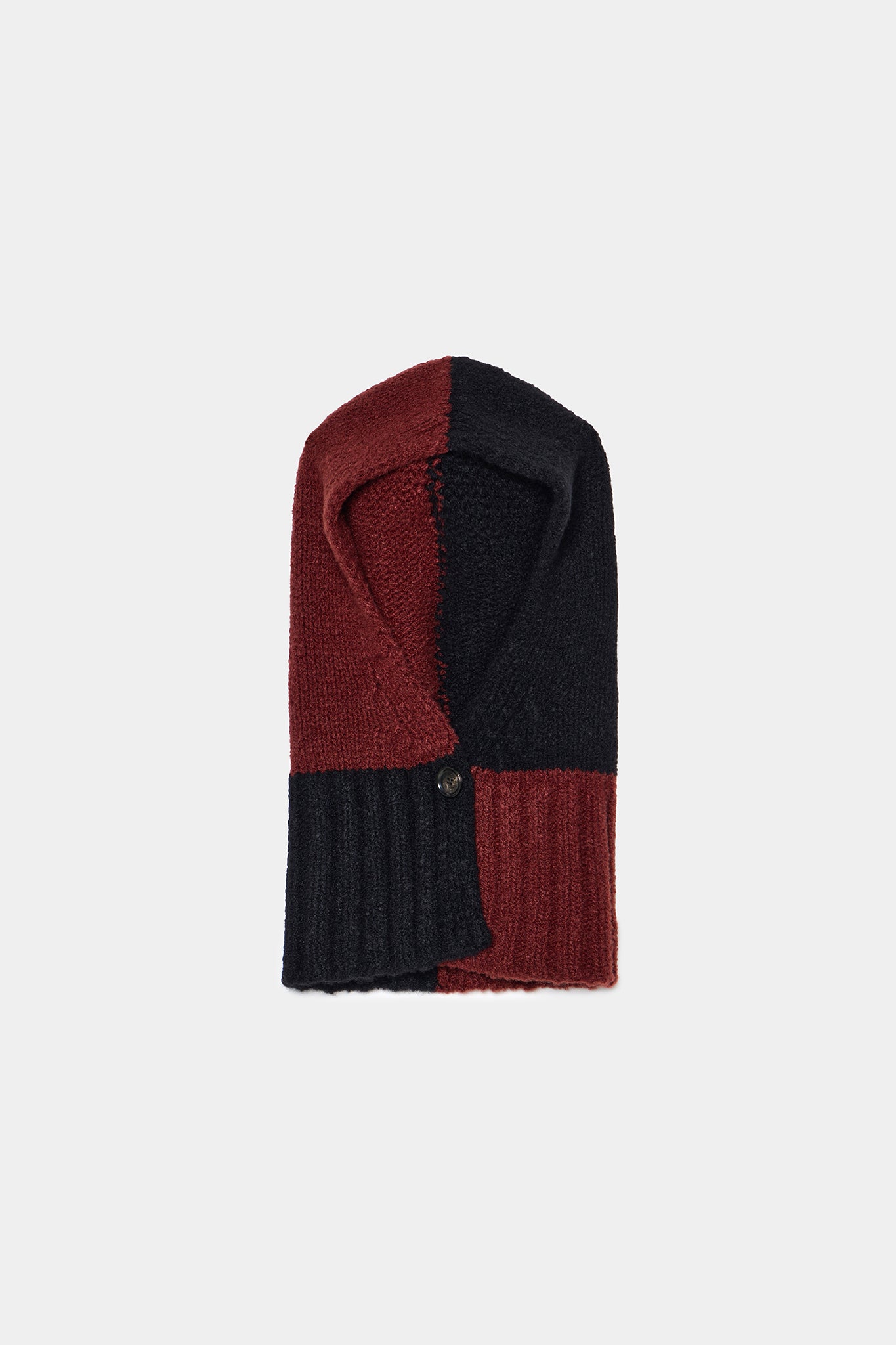 Bi-Color Cashmere Balaclava in Black