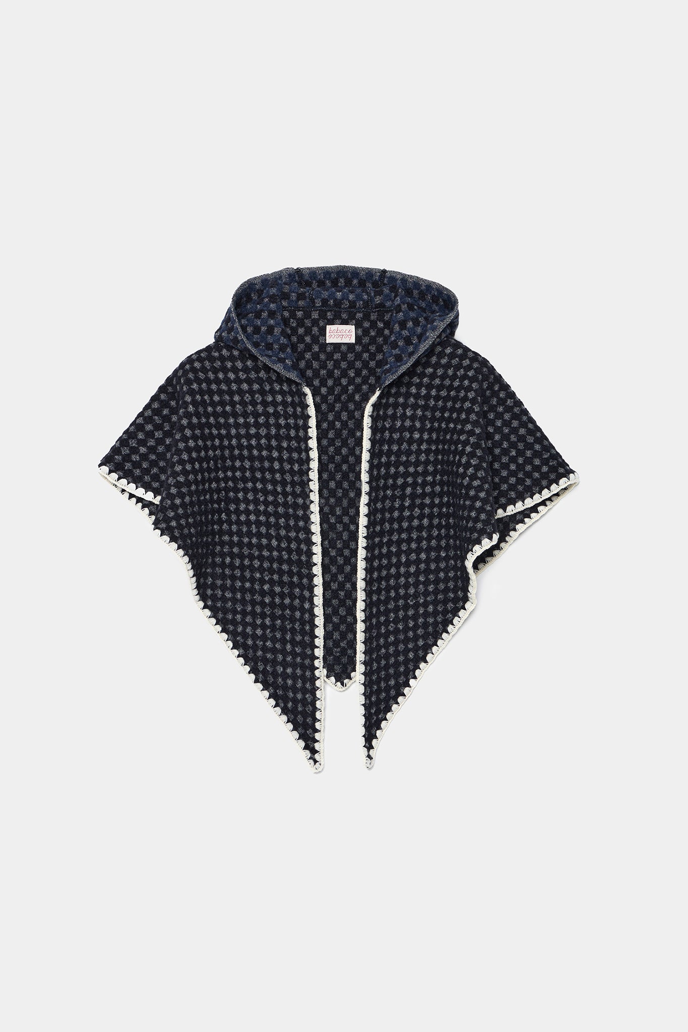 Check Pattern Scarf with Hood in Black
