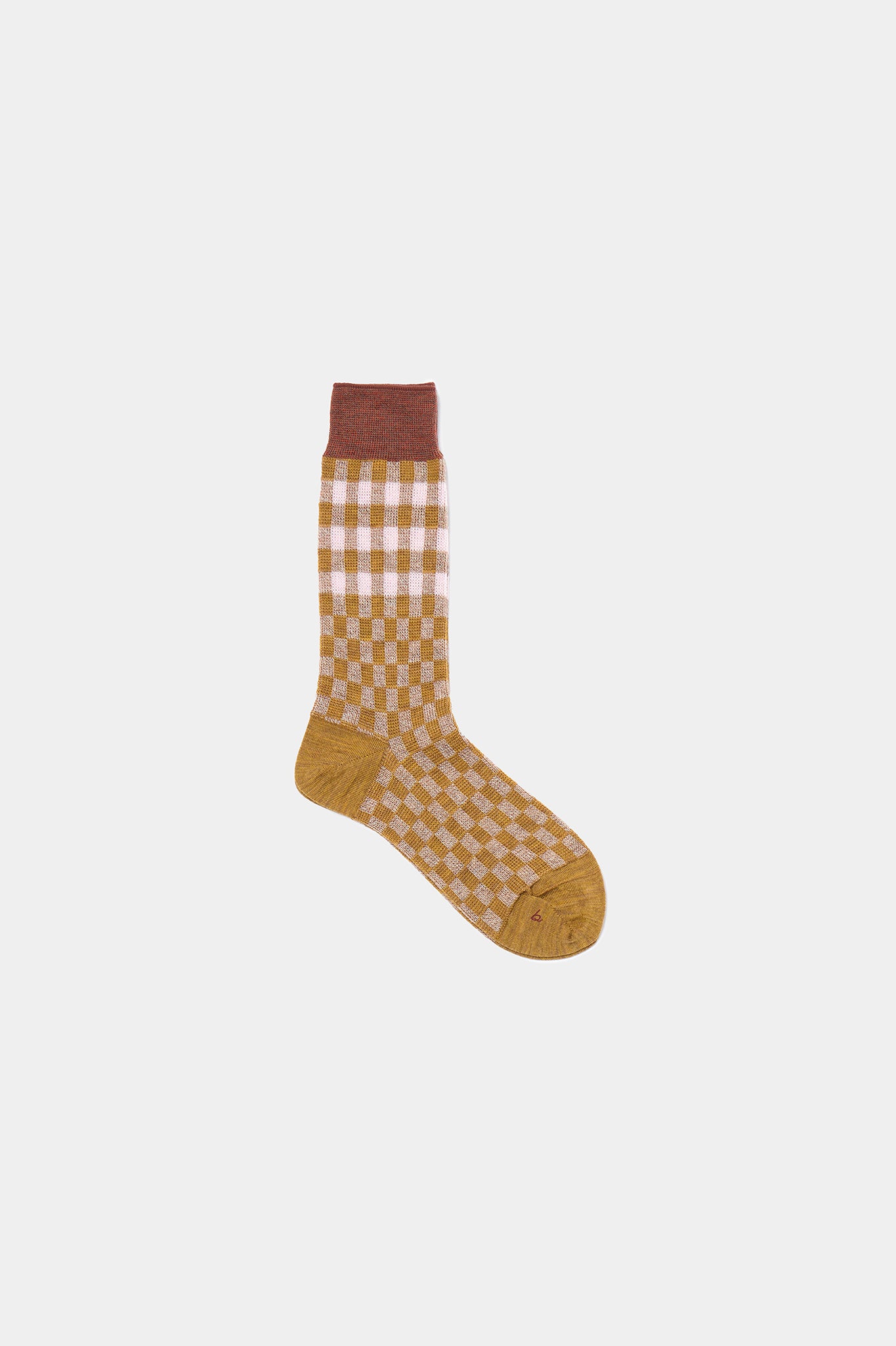 Jacquard Check Socks in Brown