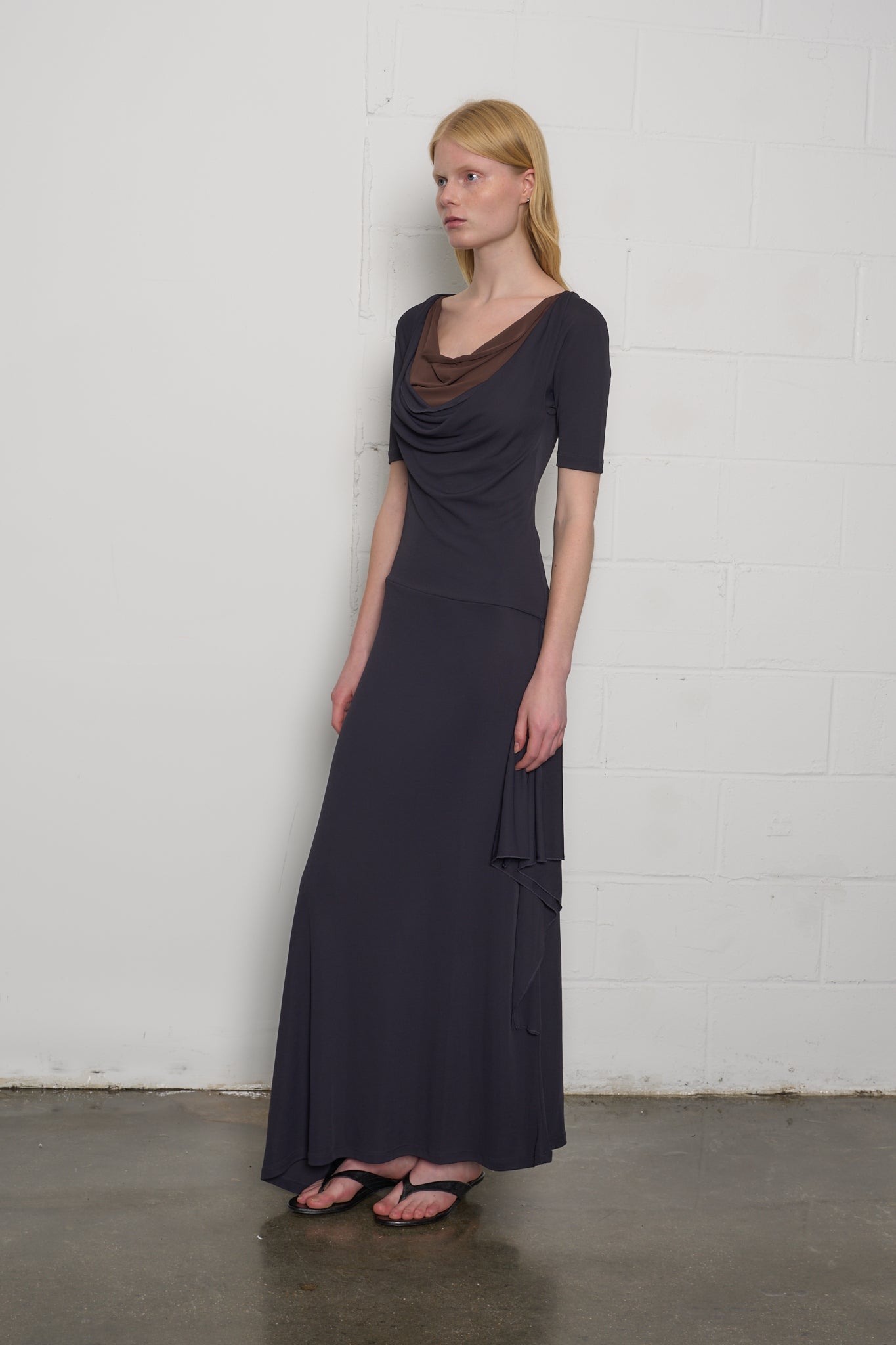 dark grey jersey dress Viscose Double Collar in H&m