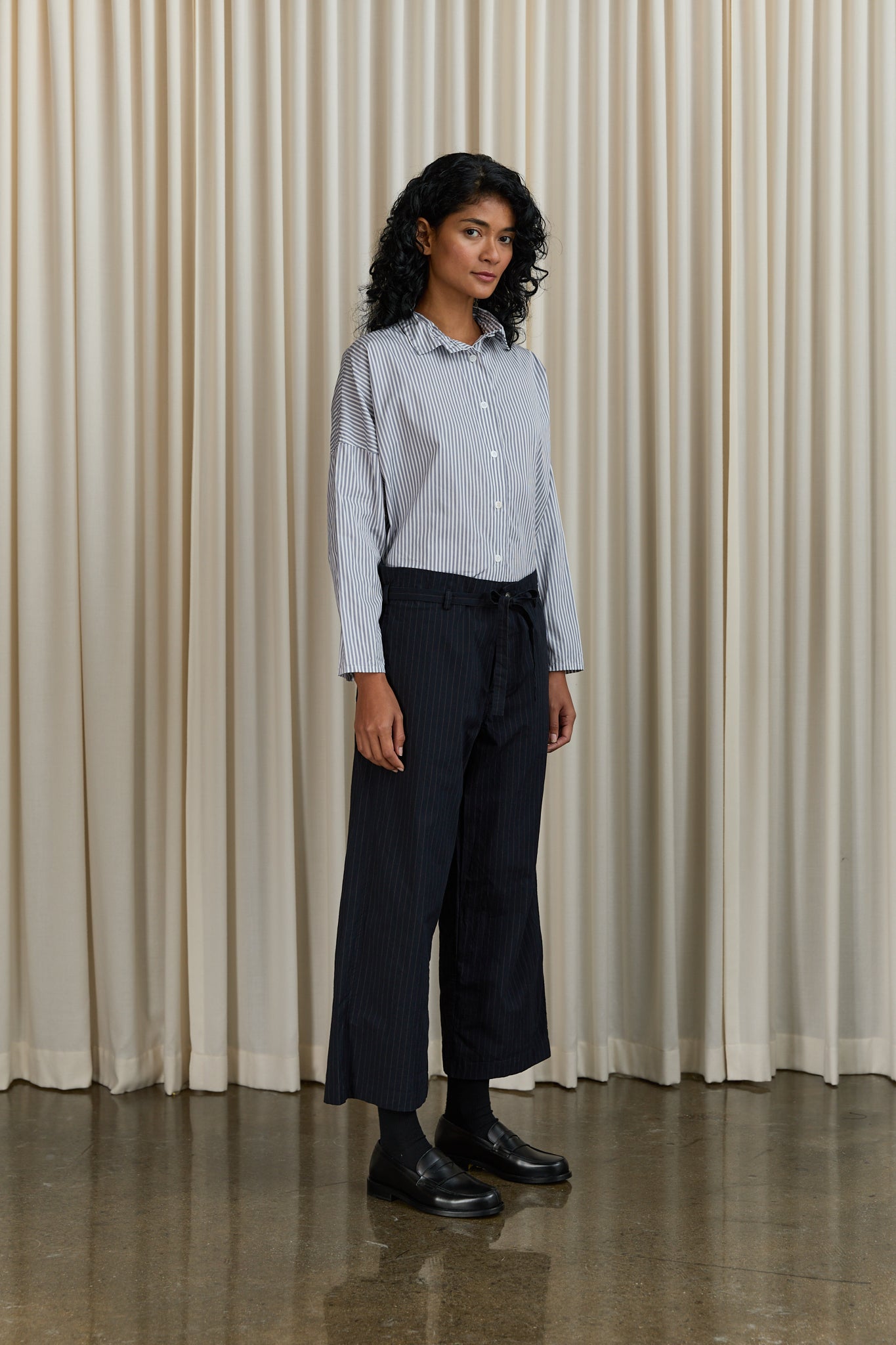 Cloe Pants in Navy Pinstripe