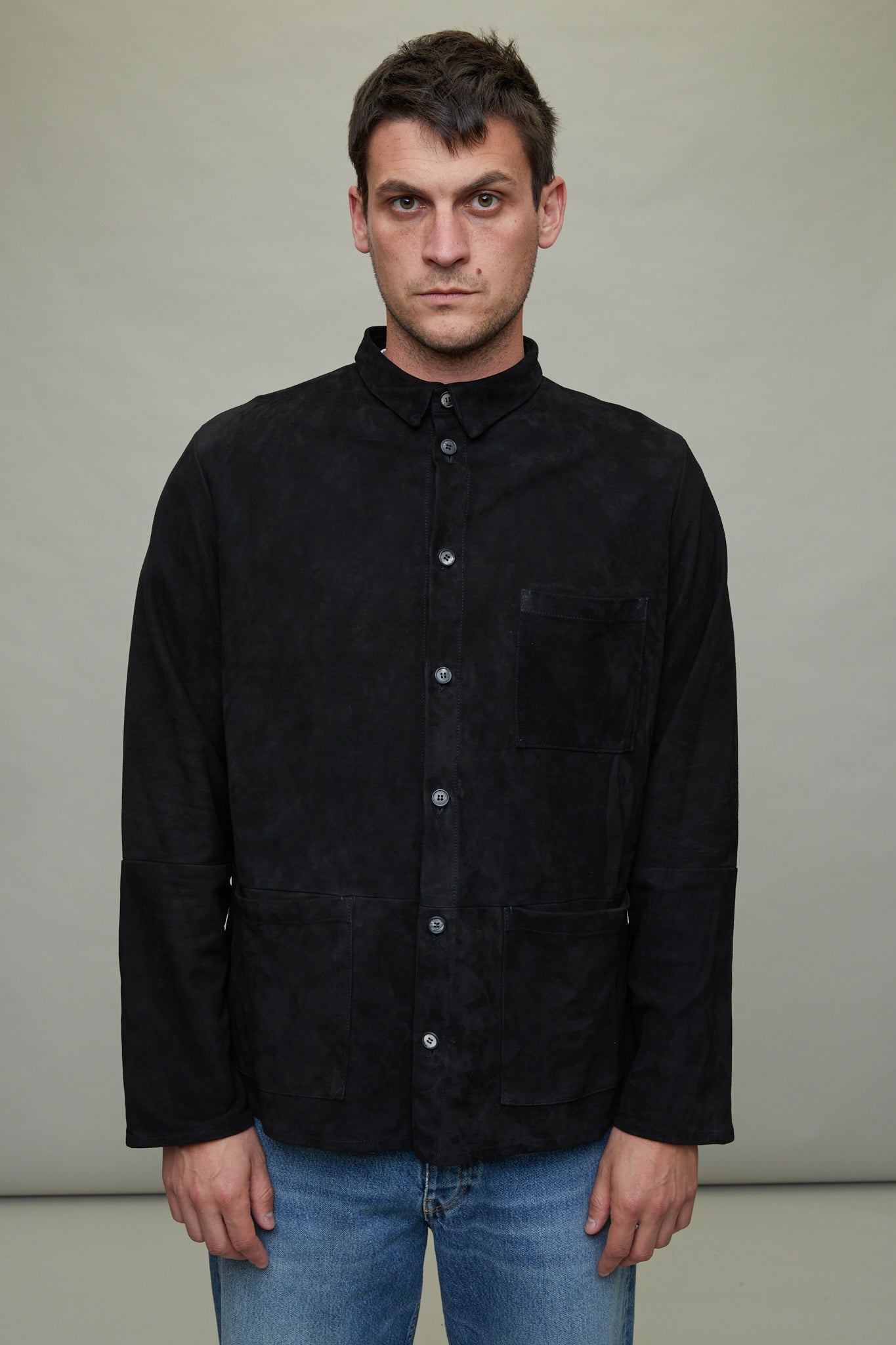 Leather Worker Shirt in Black