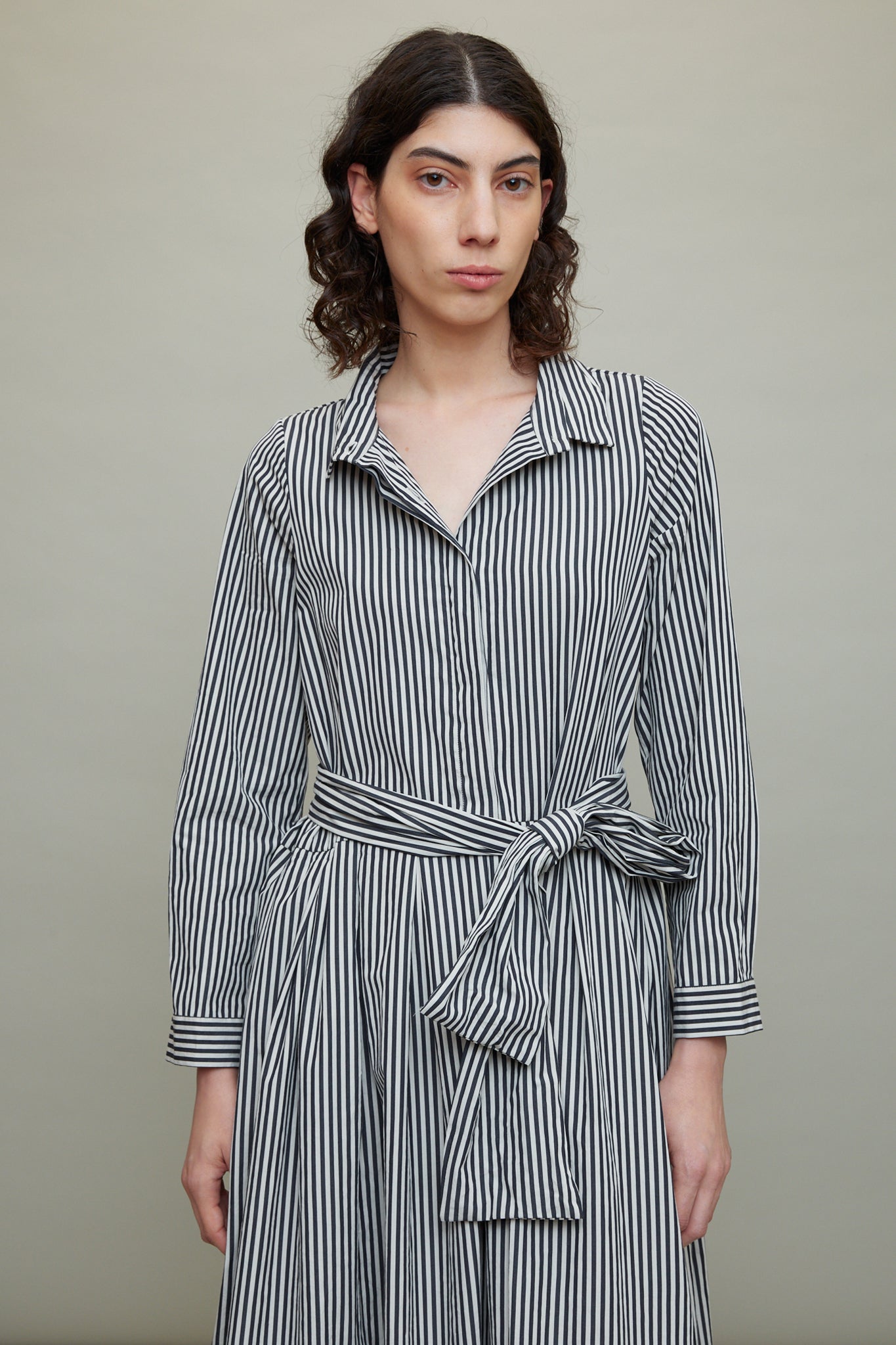 Lena Dress in Black Stripe