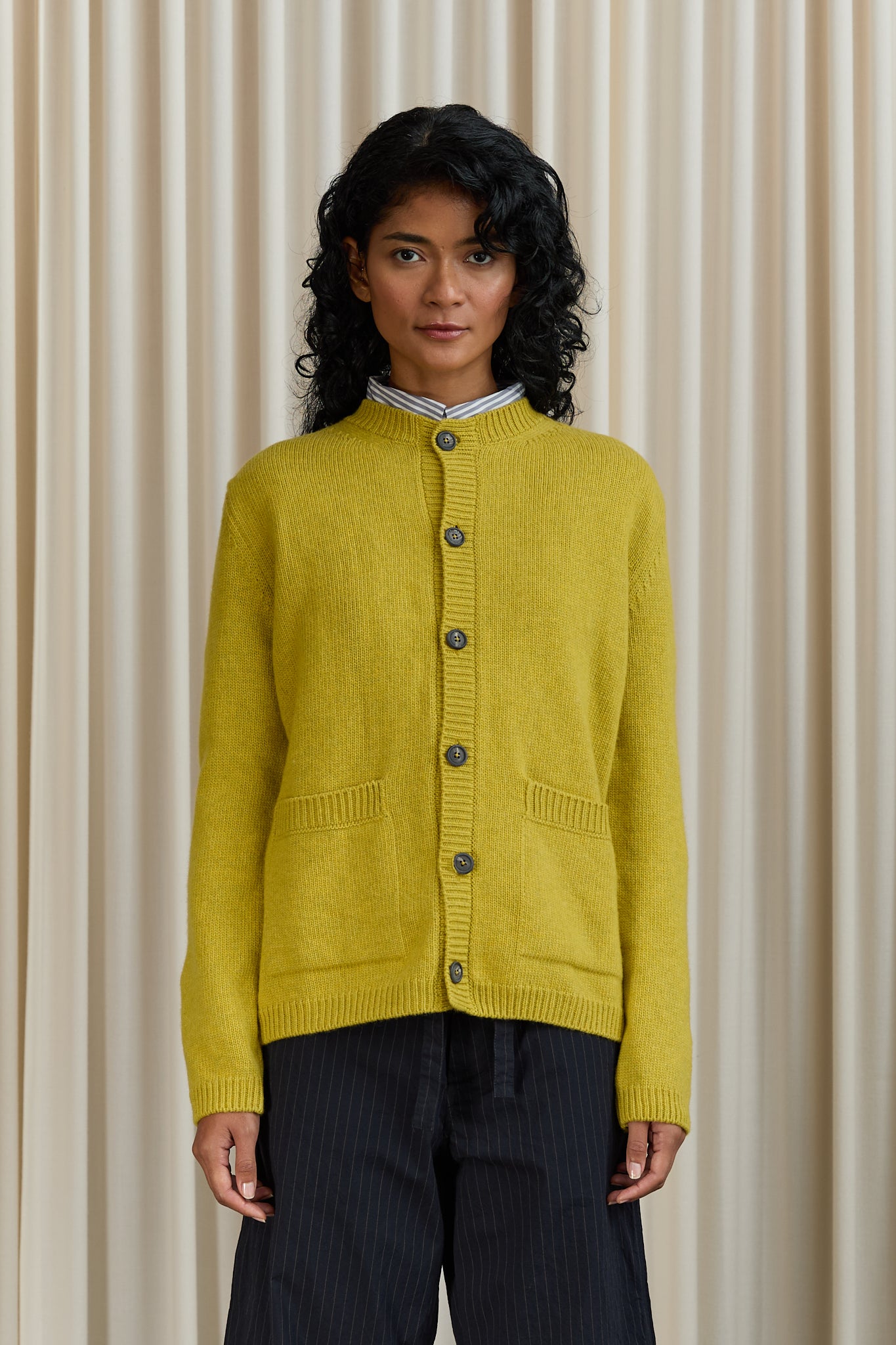 Wool Cashmere Cardigan in Yellow