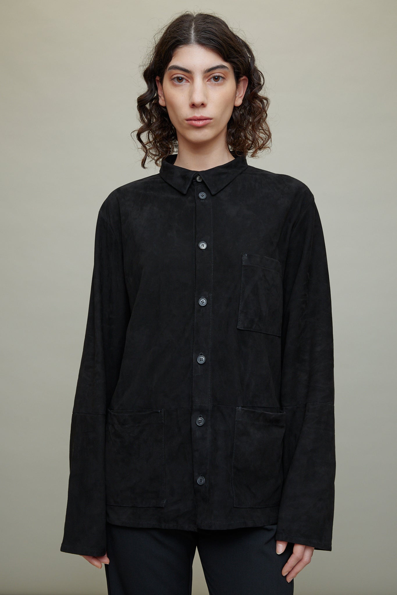 Leather Worker Shirt in Black