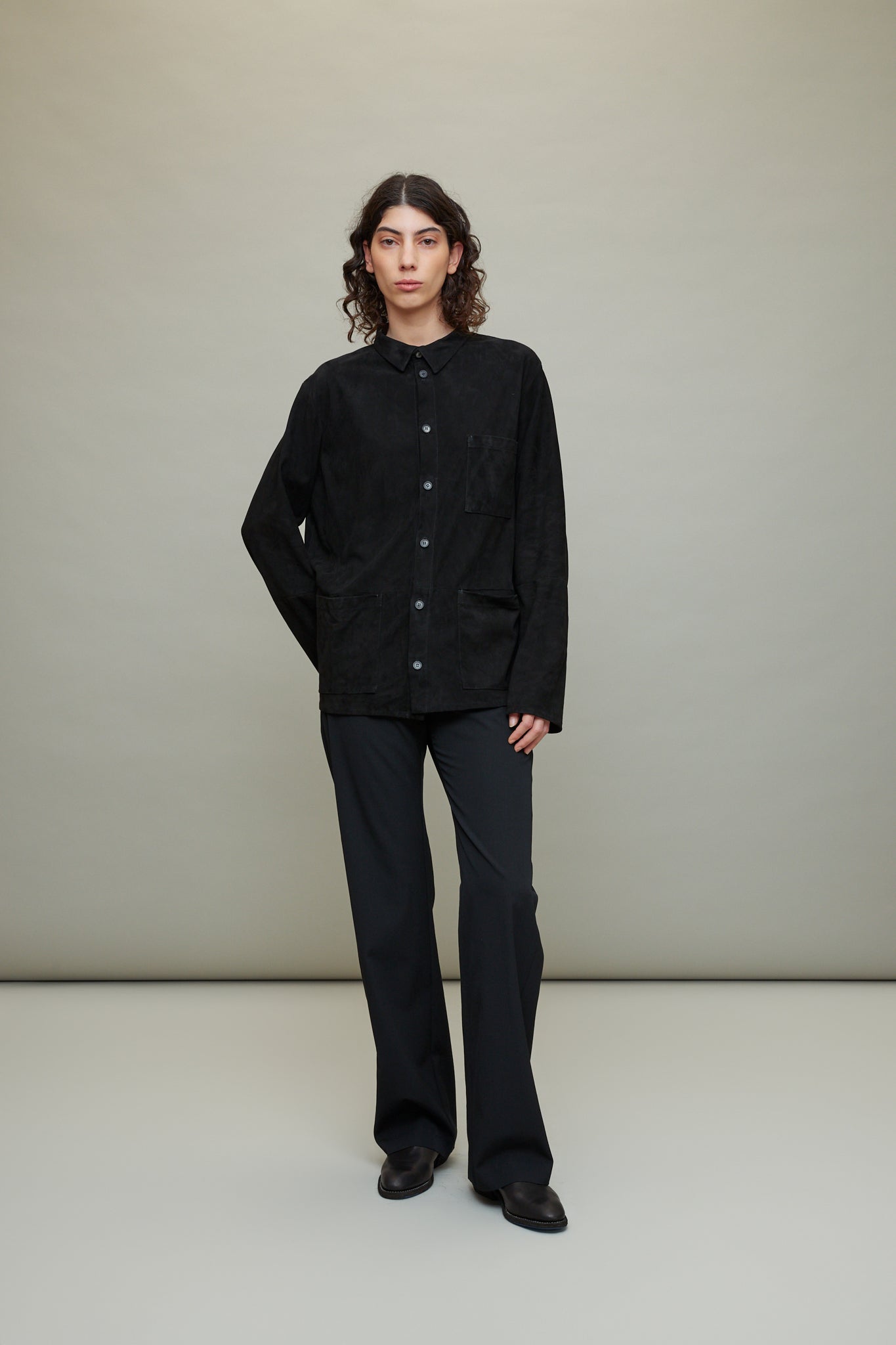 Leather Worker Shirt in Black