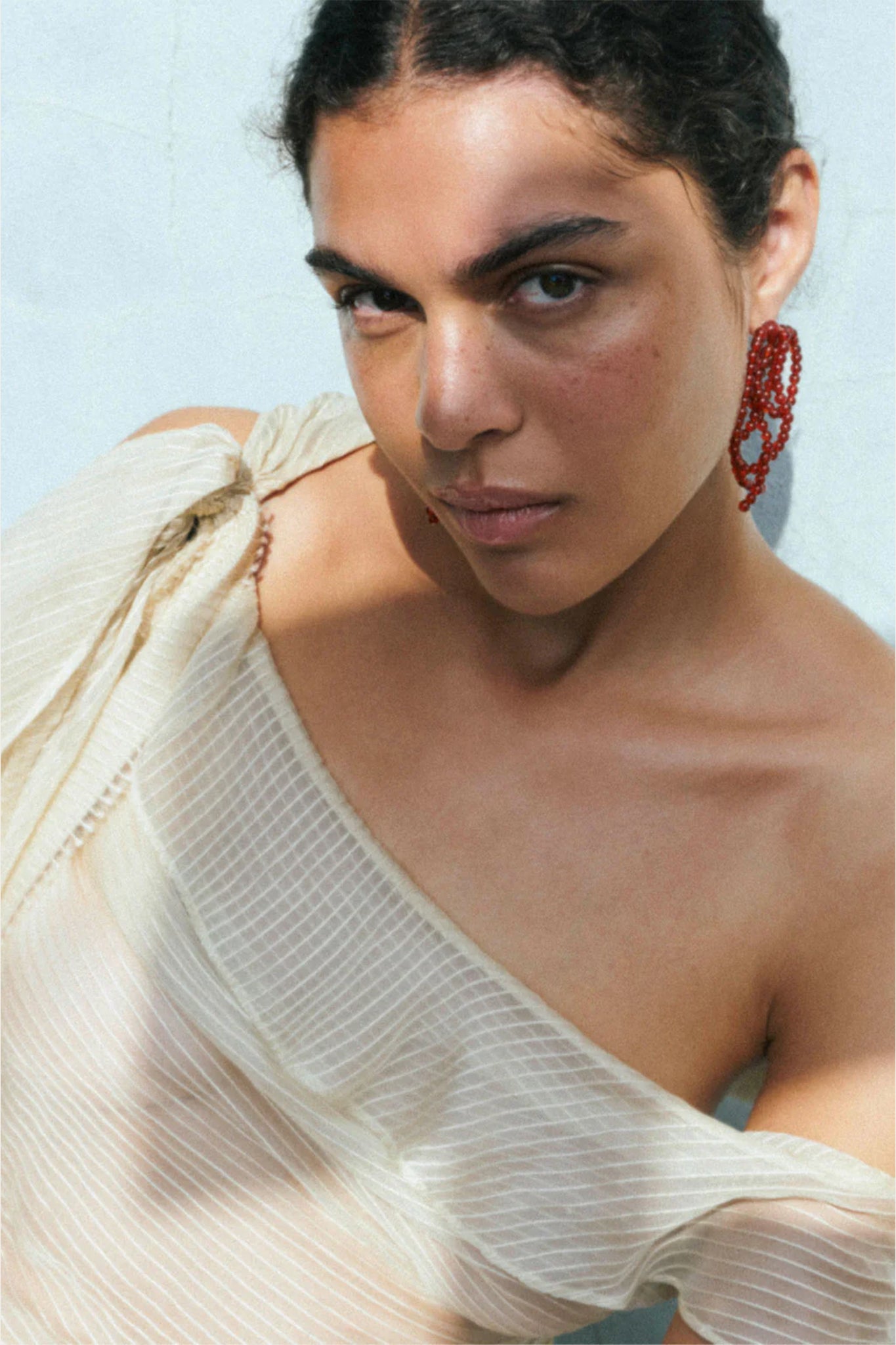 F65 Red Lace Agate and Recycled Silver Earrings