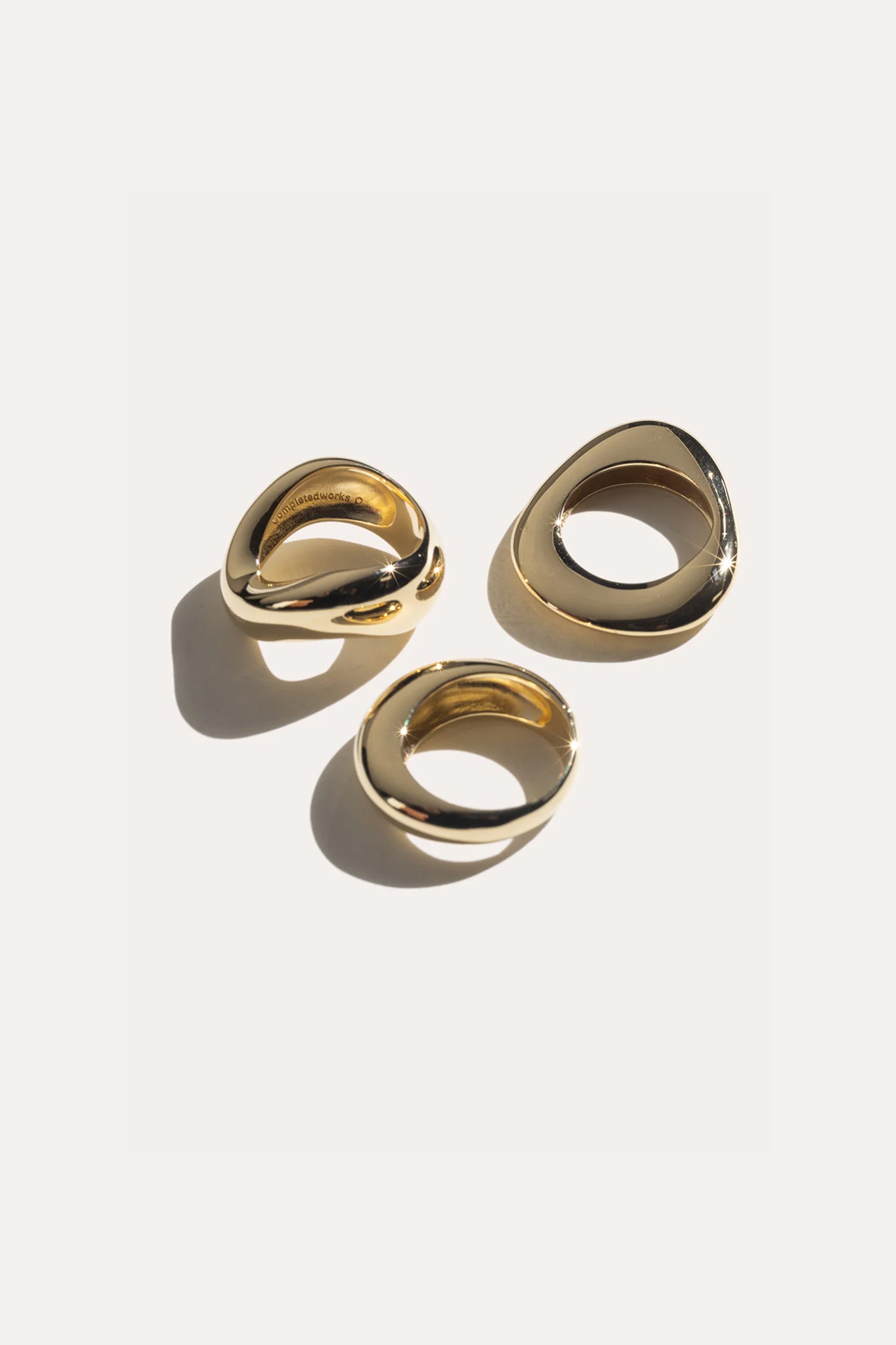 H52 Post Capital Set of 3 Gold Plated Rings