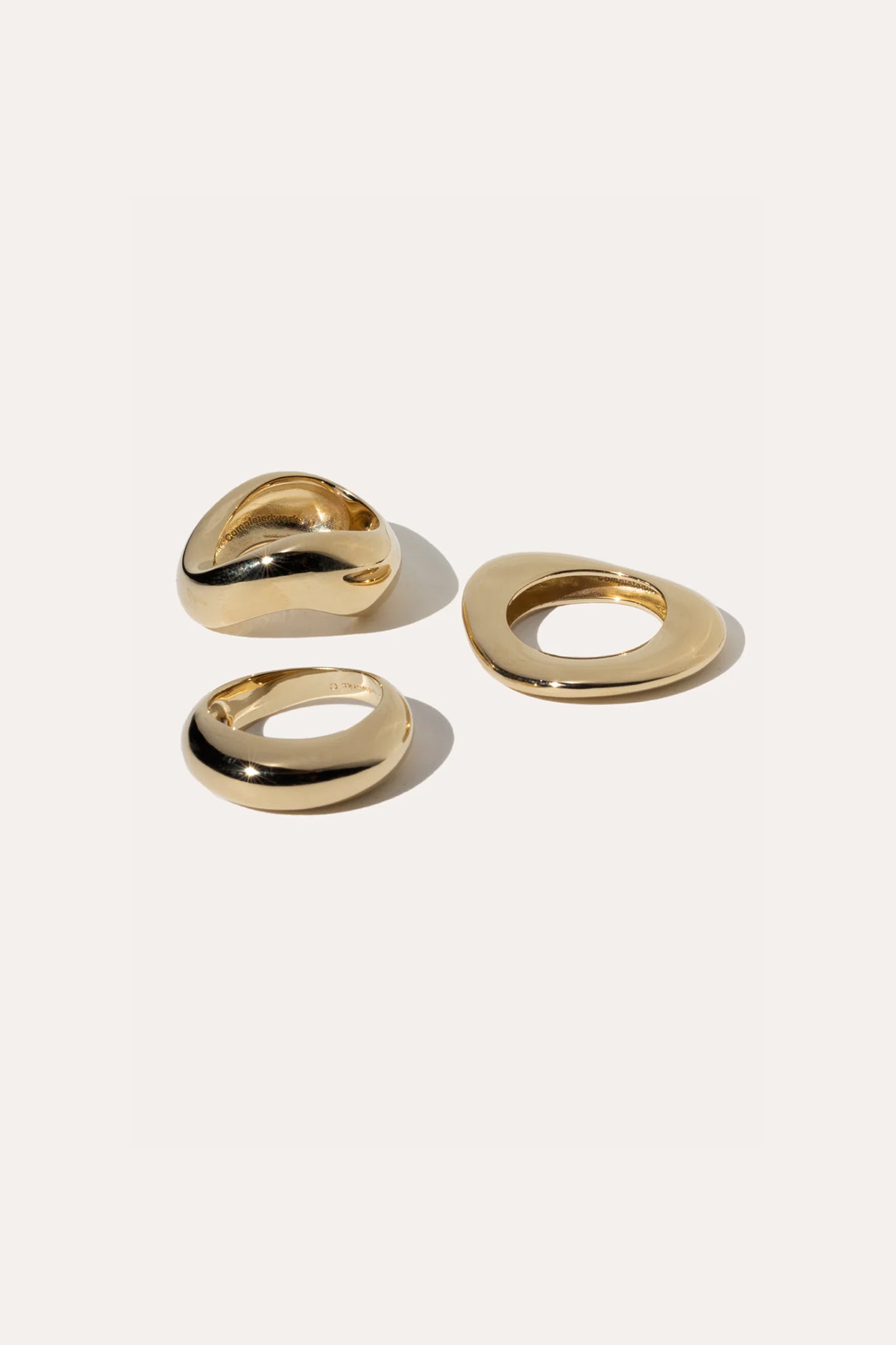 H52 Post Capital Set of 3 Gold Plated Rings