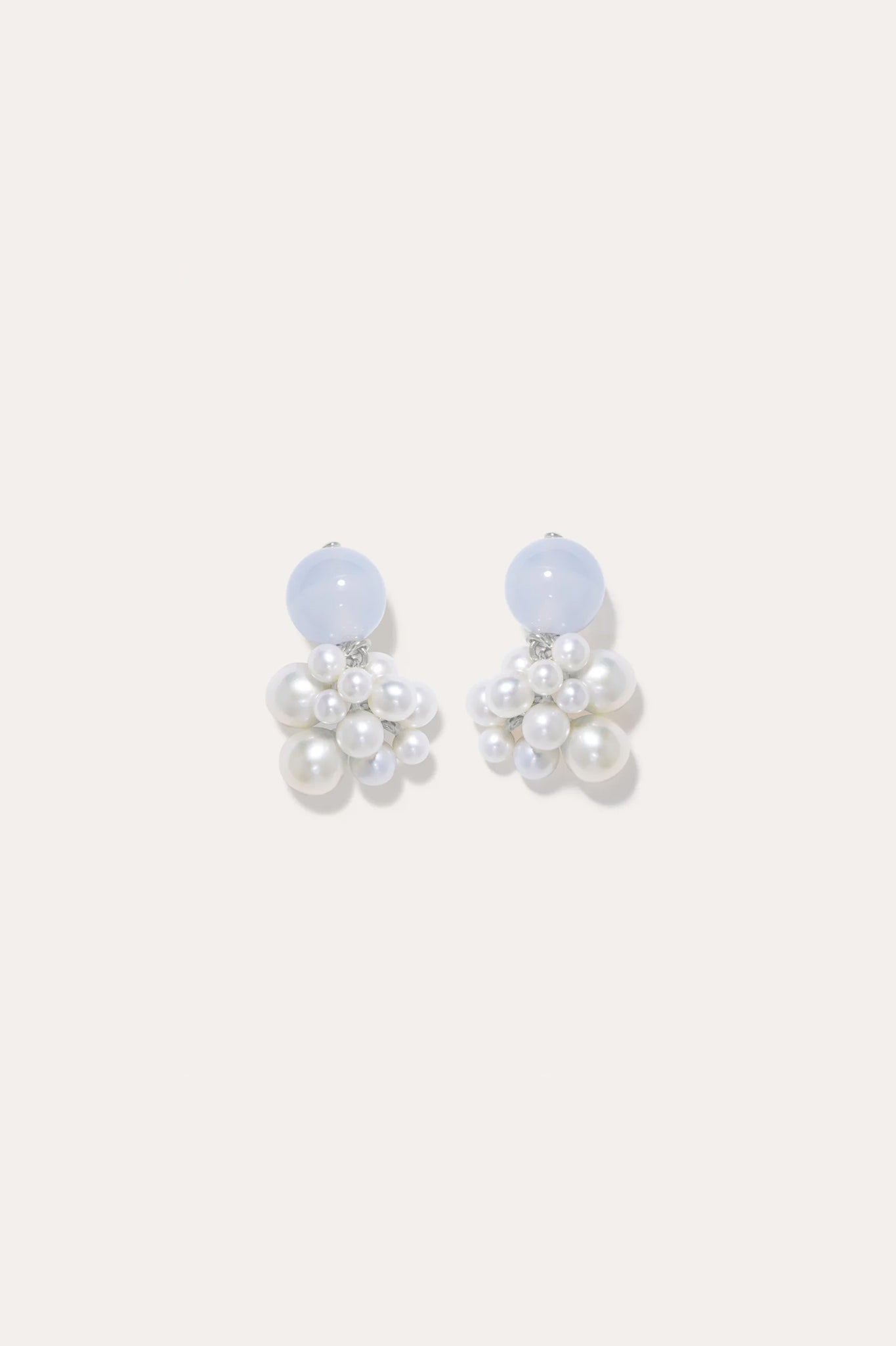 P202 Pearl and Blue Lace Agate Recycled Silver Earrings
