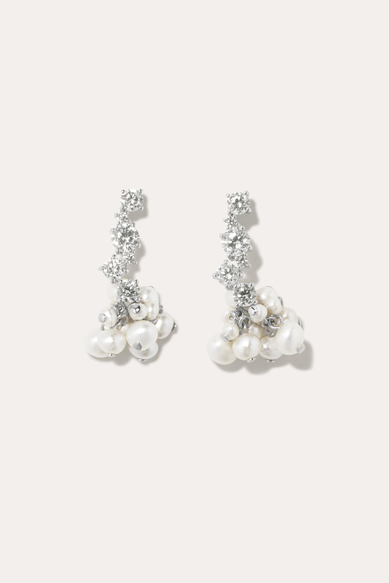 P218 Pearl and Zirconia Recycled Silver Earrings