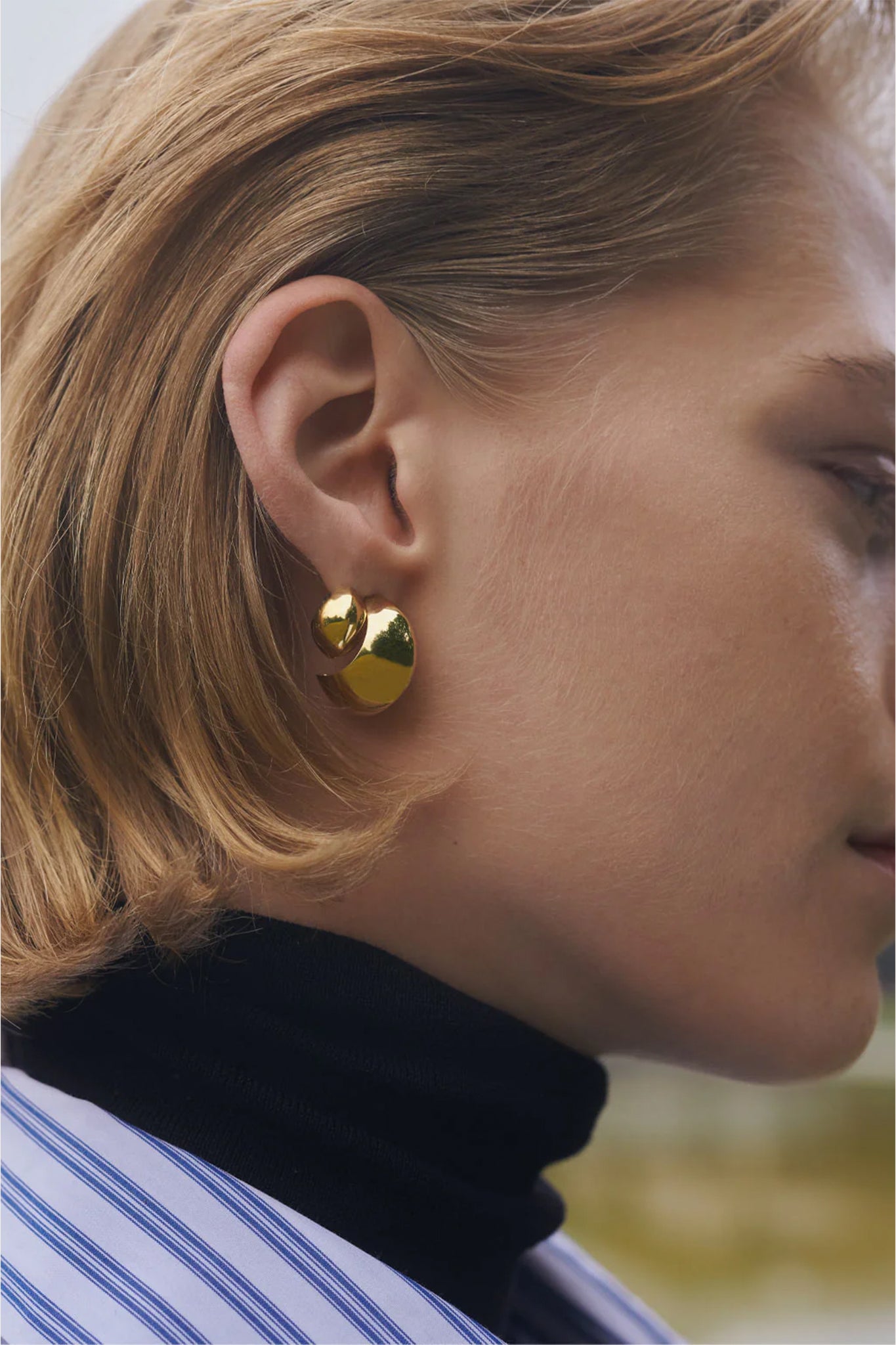 R2106 Curve Recycled Silver 18ct Gold Plated Earrings