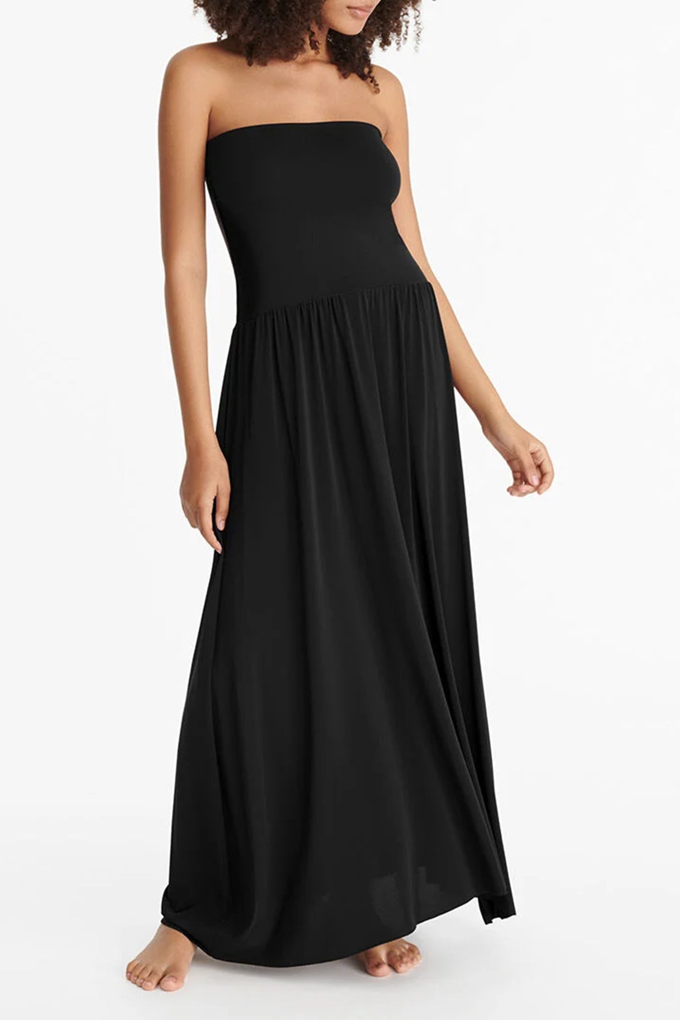 Oda Long Bustier Dress in Black