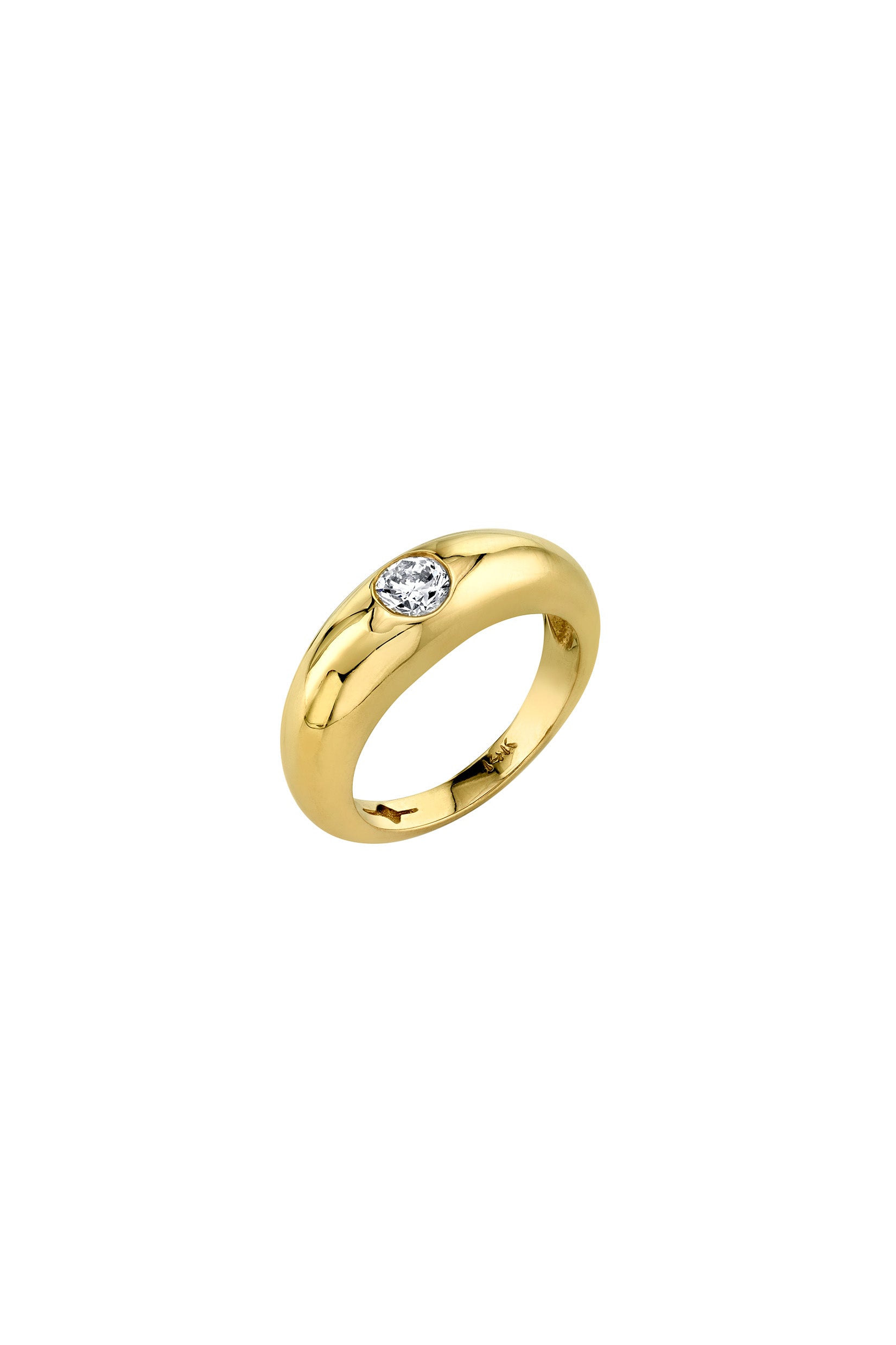 Small Balloon Ring with White Diamond in 14K Yellow Gold