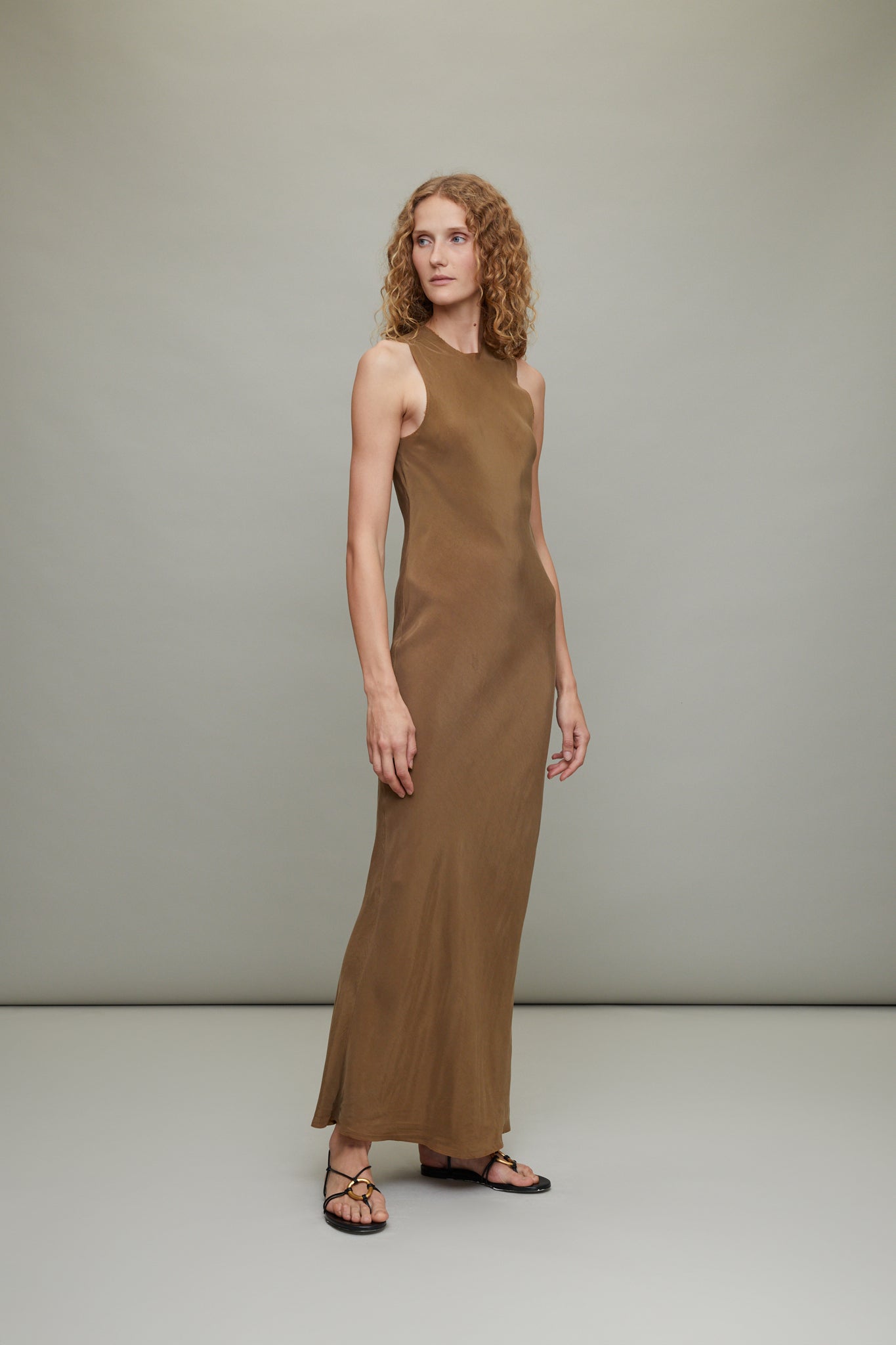 No. 298 Cupro Bias Cut Dress in Brown