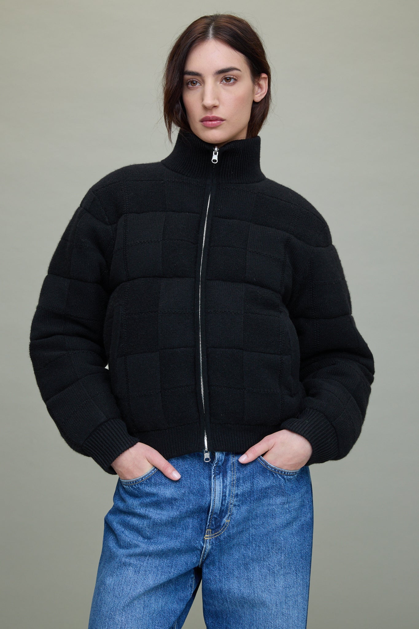 Quilted Puffer Jacket in Black