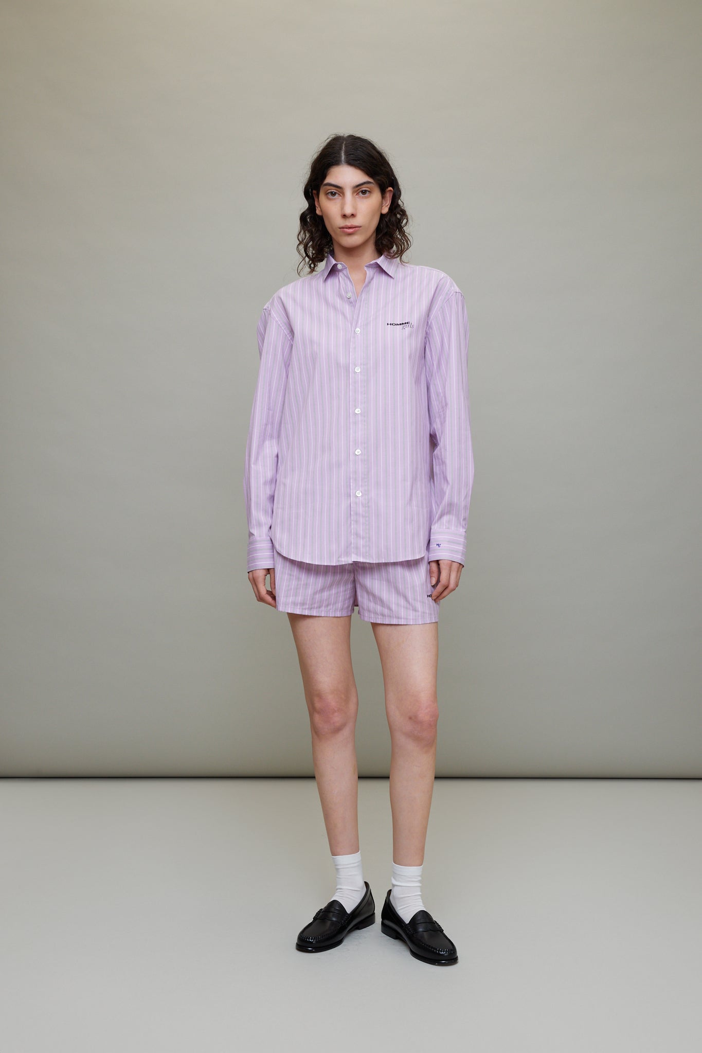 Oversized Shirt in Lavender Stripe