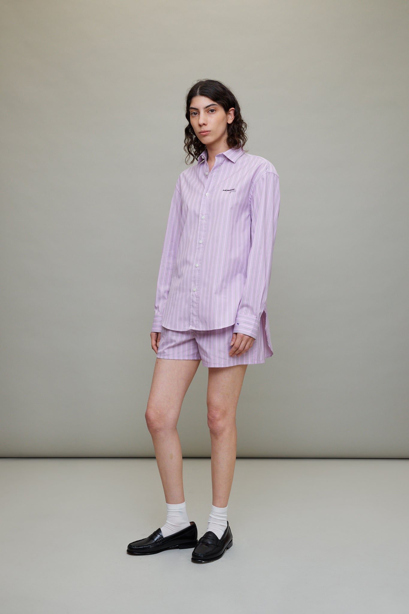 Oversized Shirt in Lavender Stripe