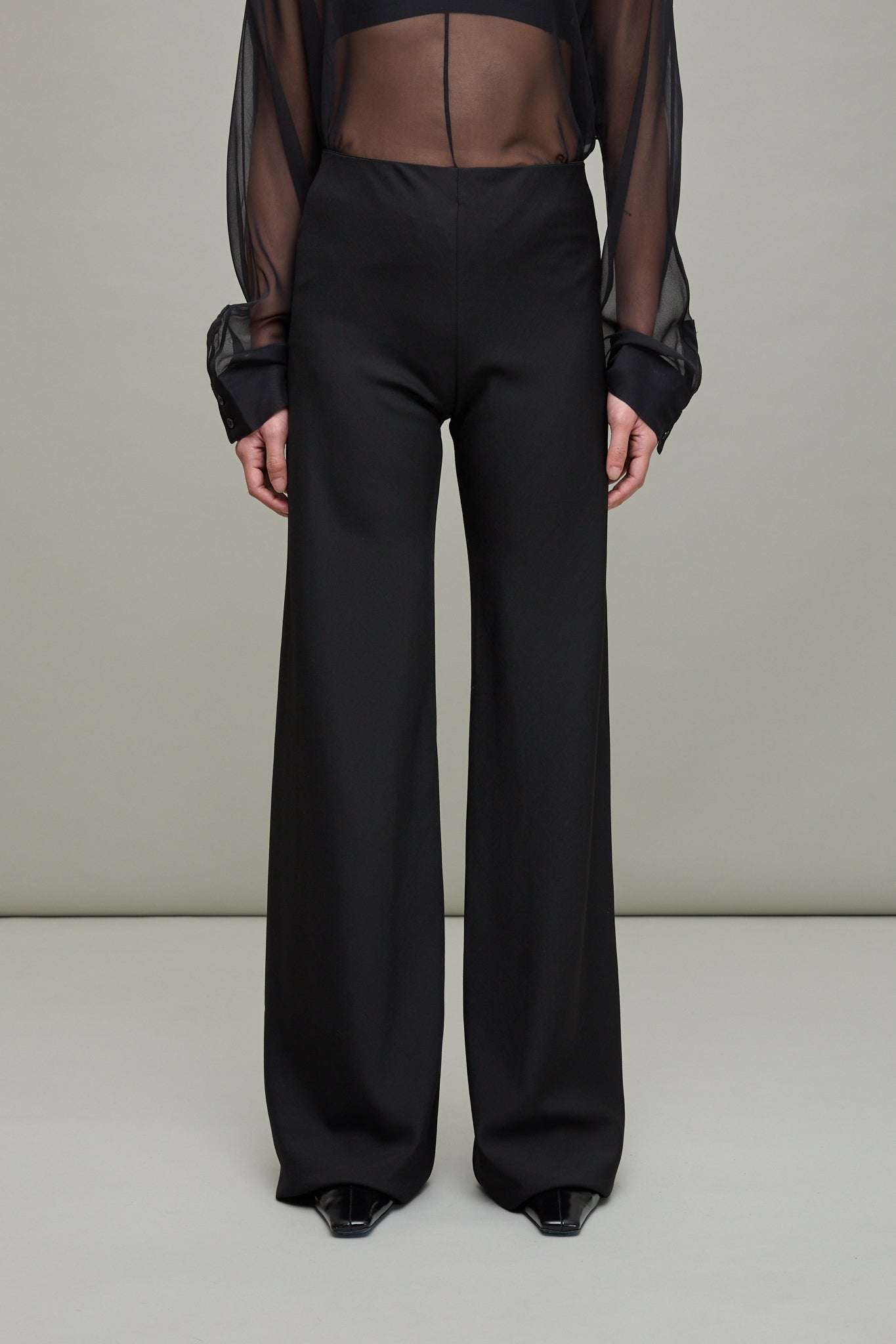 Adira Bias Pant in Black Viscose Wool