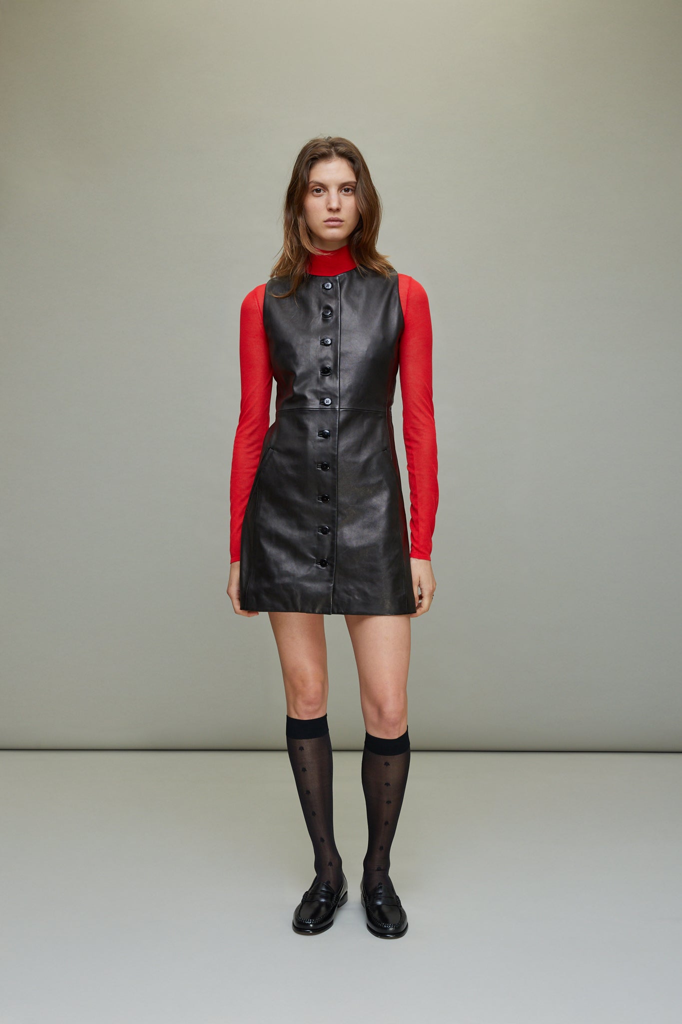 Cybill Short Dress in Black Nappa Soft Leather 4 Cybill Short Dress in Black Nappa Soft Leather 4