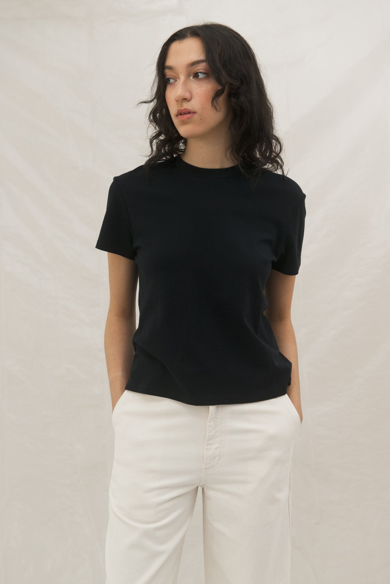 Kenzie Cotton Jersey T-Shirt in Black