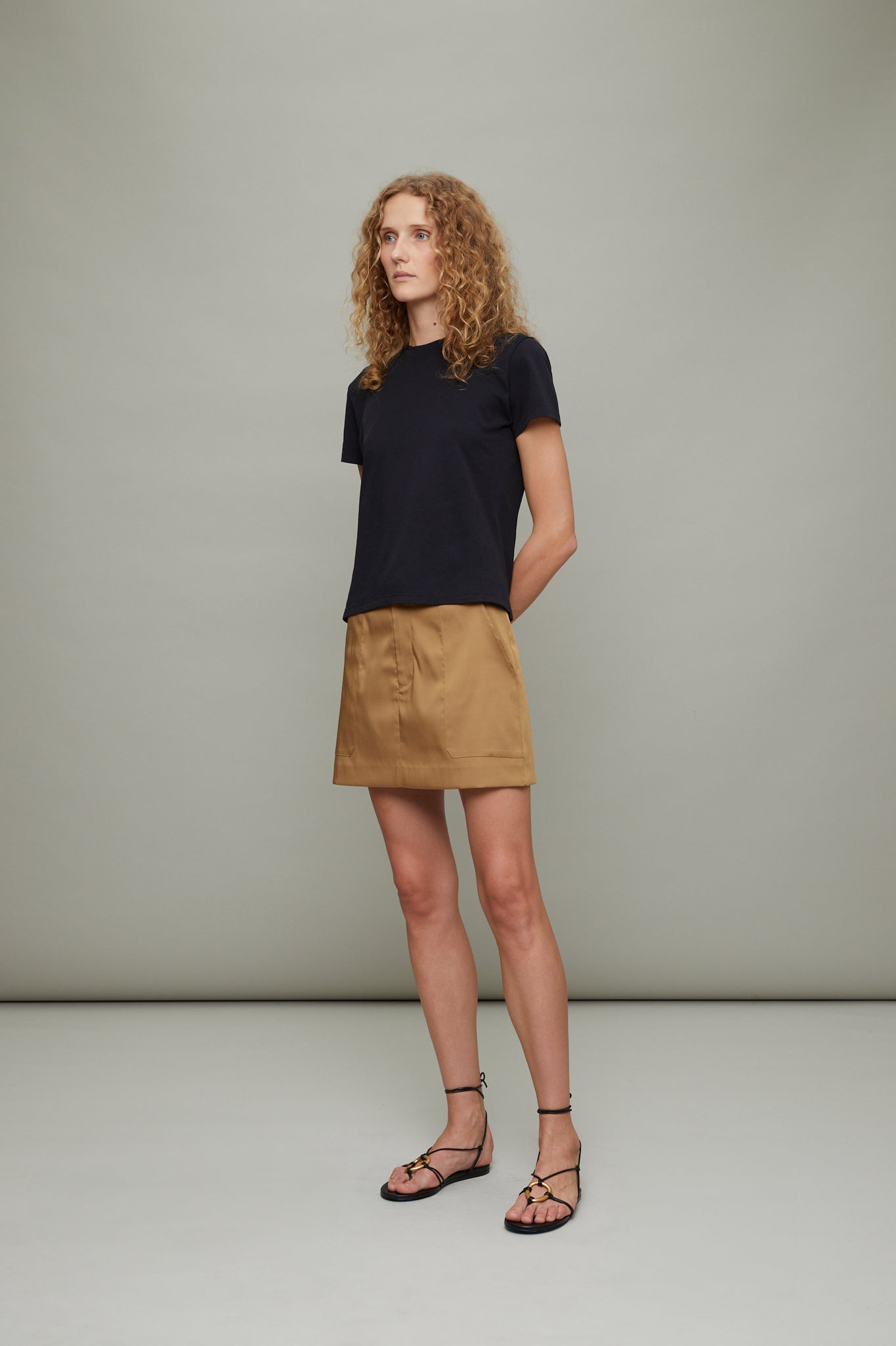 Knox Patch Pocket Mini Skirt in Camel