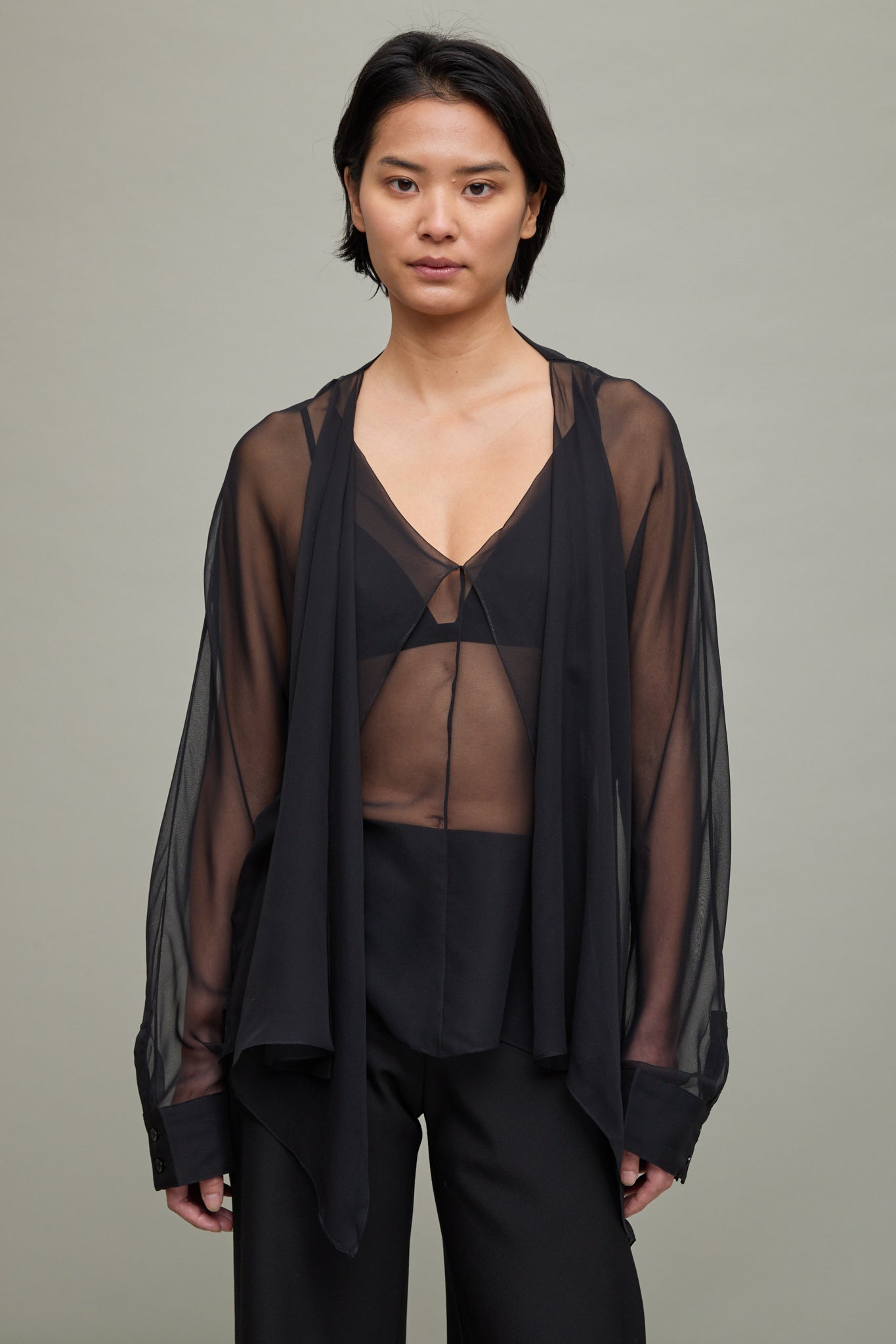 Shea Blouse in Black Lightweight Chiffon