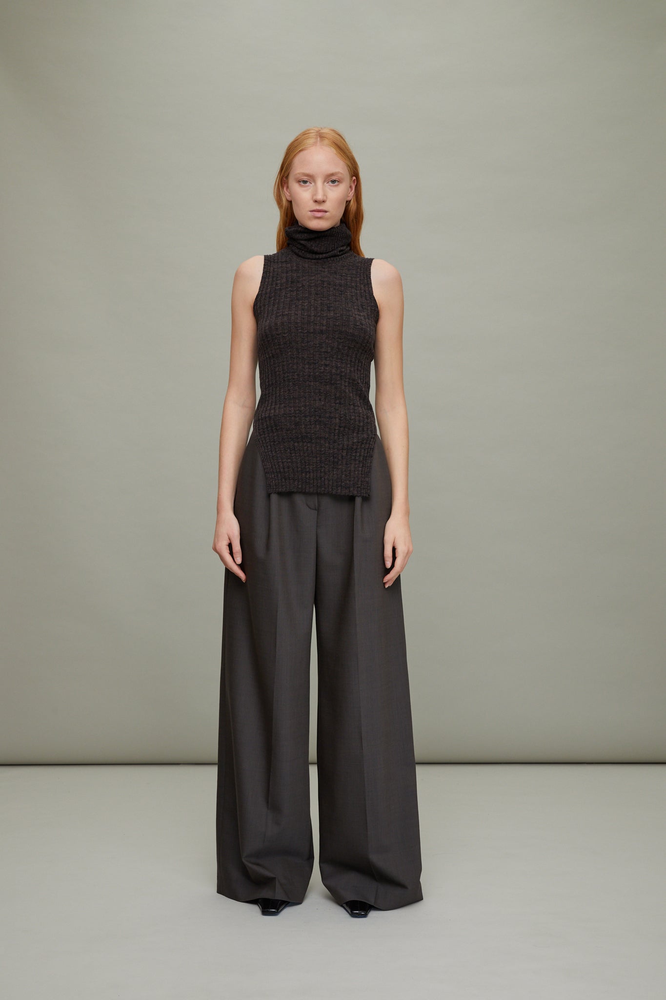 Fay Turtleneck Knit in Charcoal/Moss