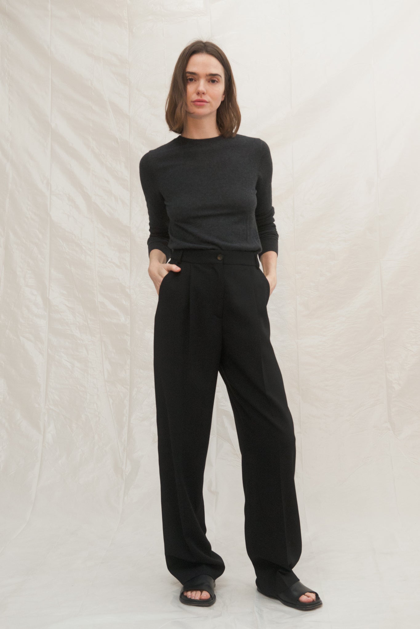 Constance Wool Trousers in Black