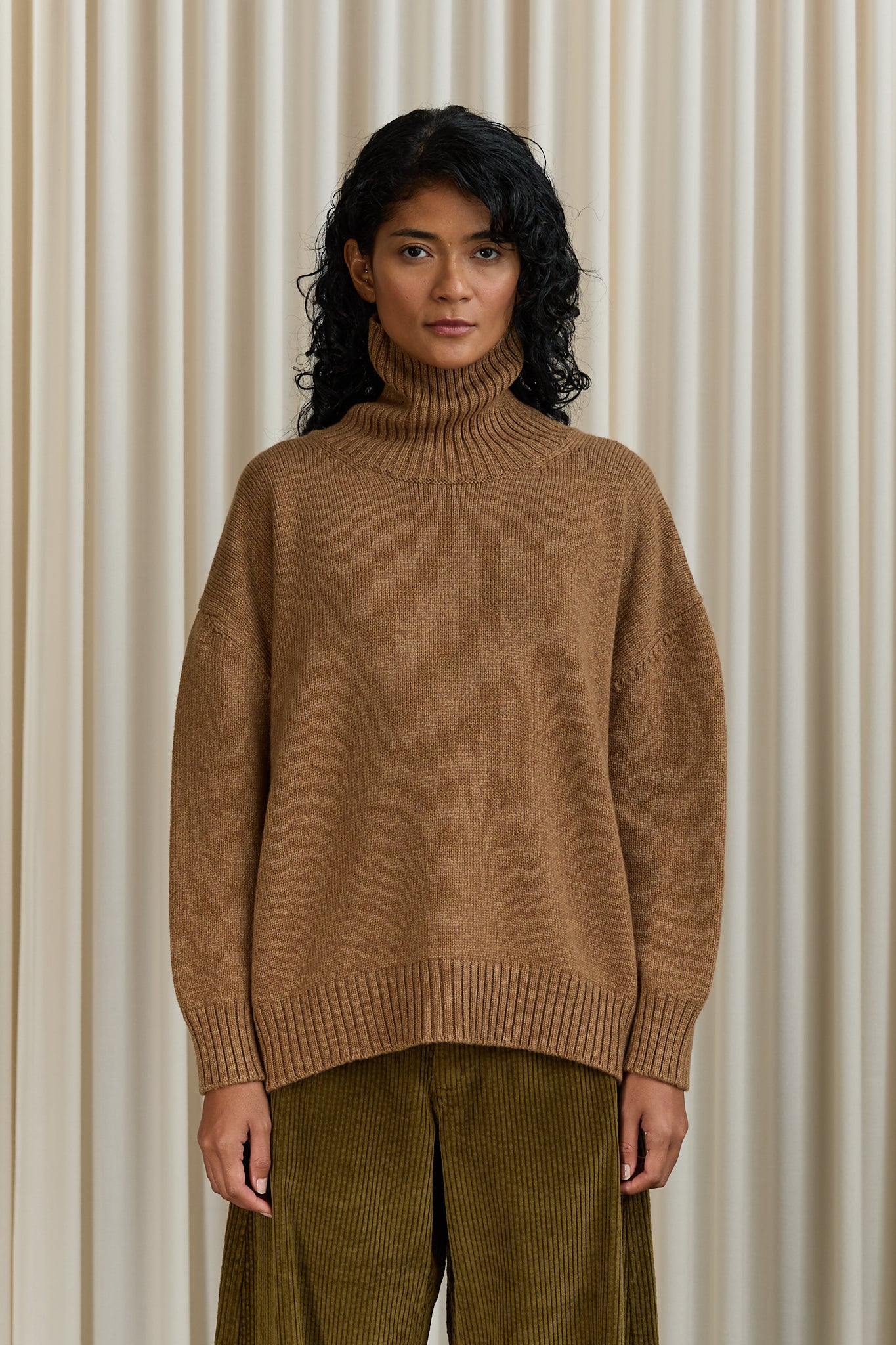 Fungo High-Neck Sweater in Brown
