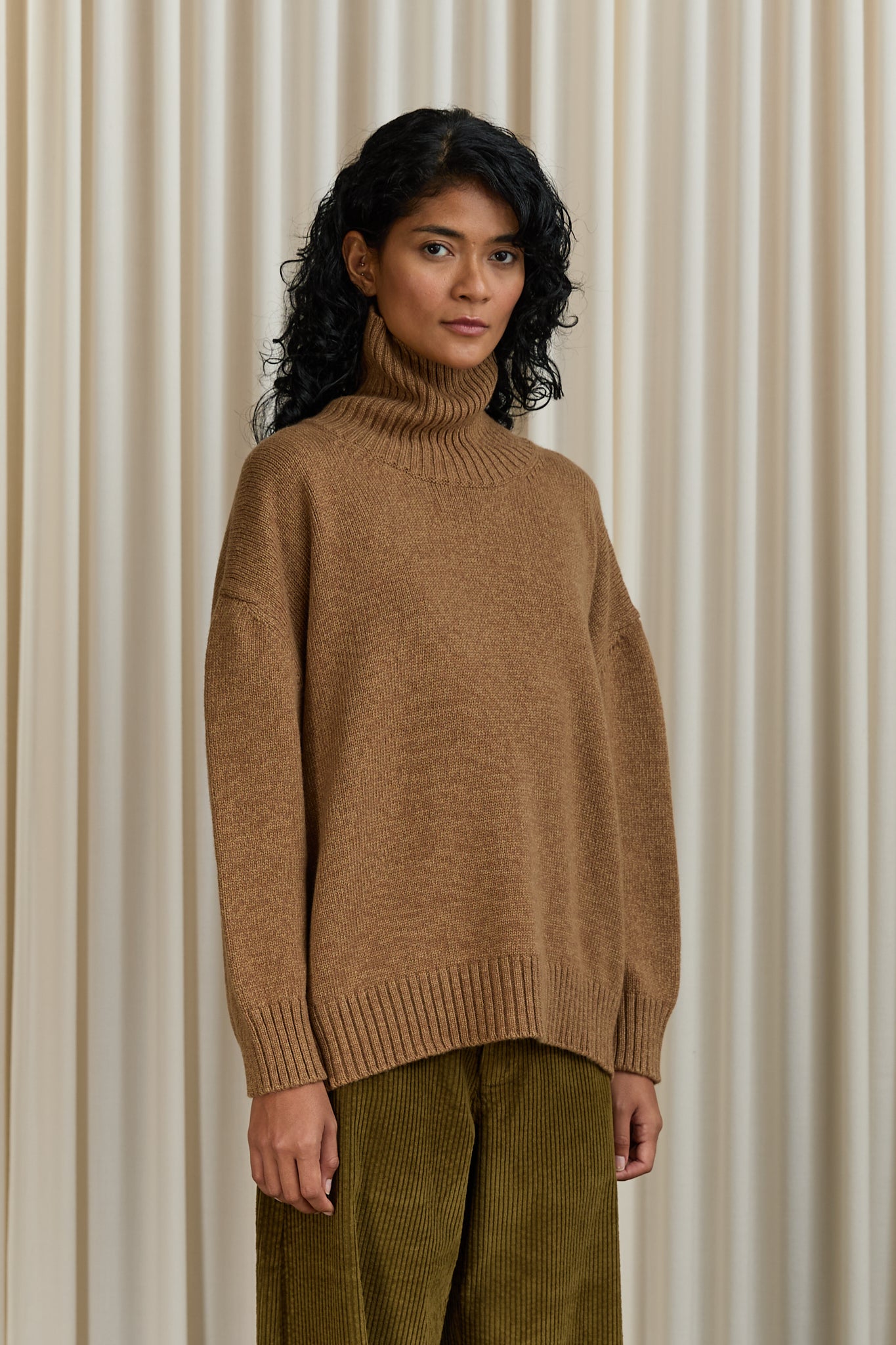 Fungo High-Neck Sweater in Brown