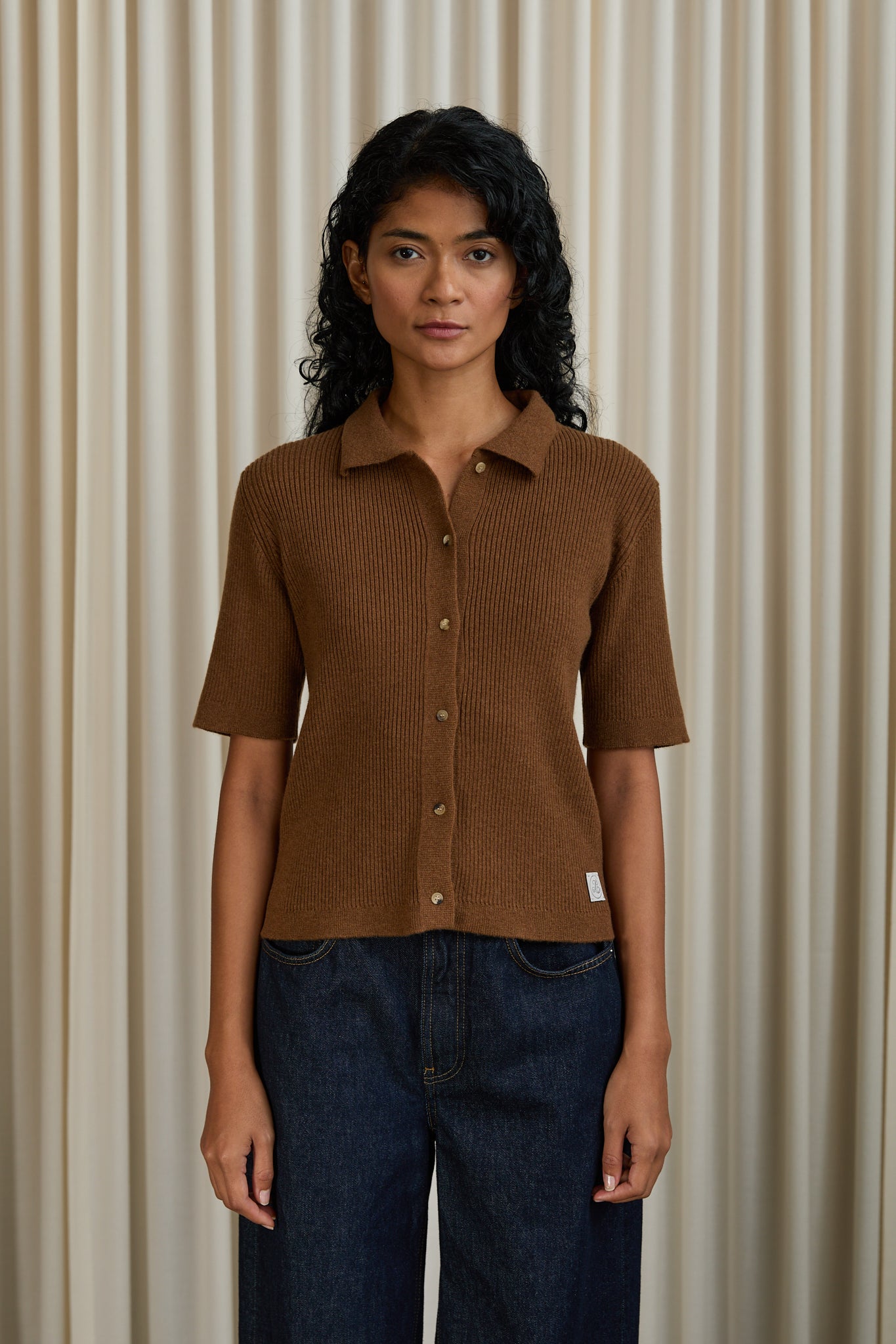 Elise Short Sleeve Polo in Brown