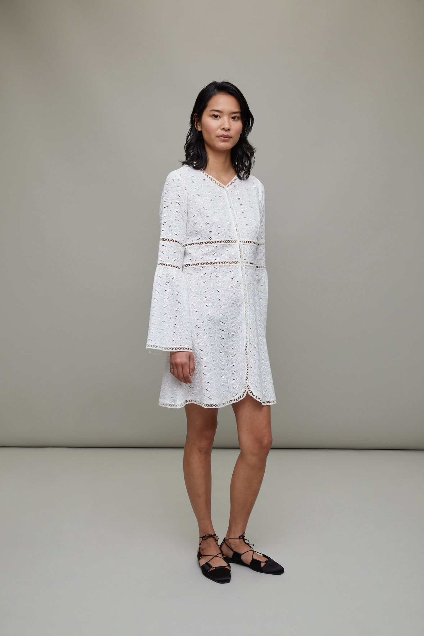 giulia mini dress Giulia White Belted Ruffled Panel Mini Dress, M / White