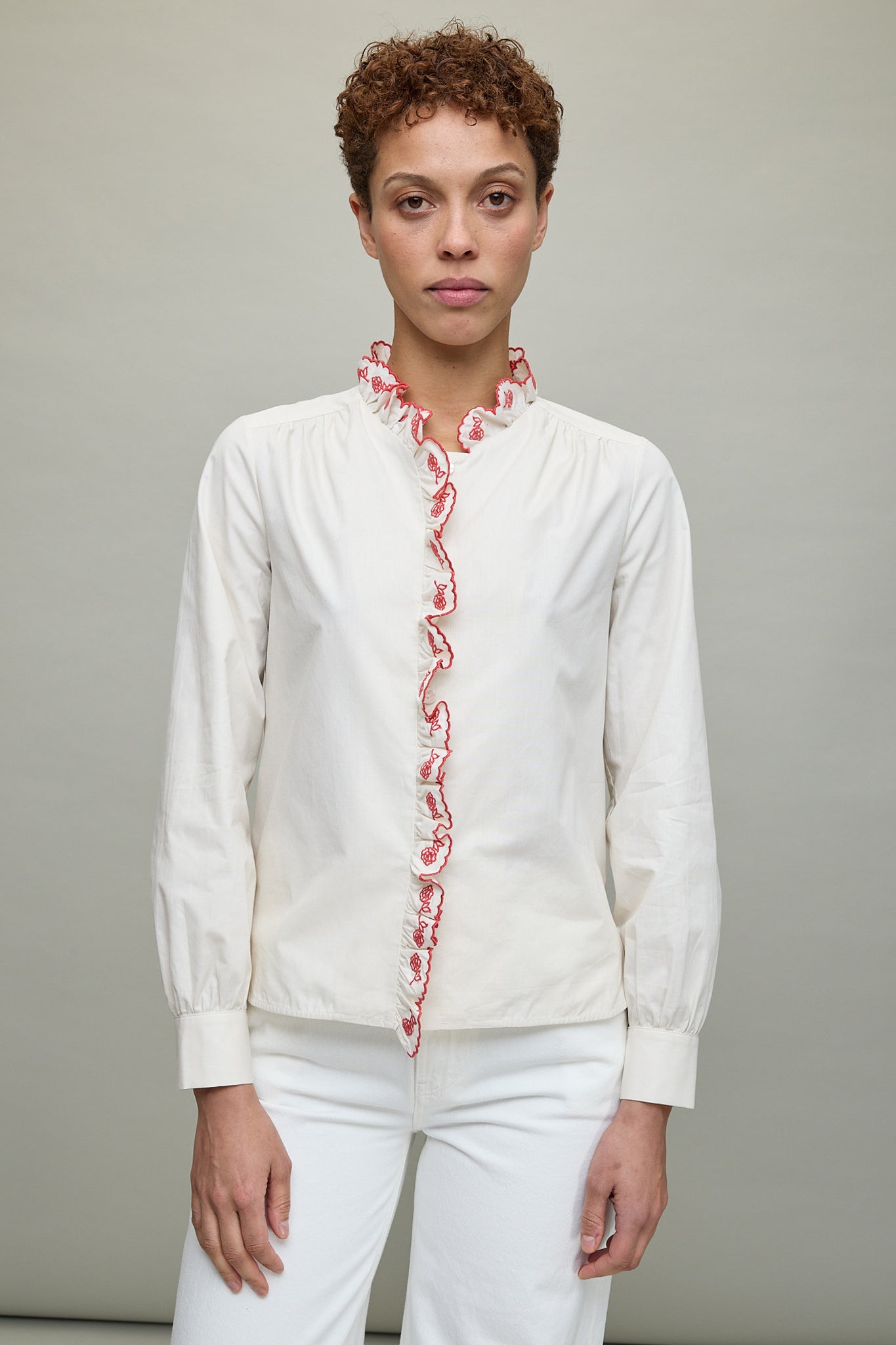 Barga Embroidered Shirt in Off-White