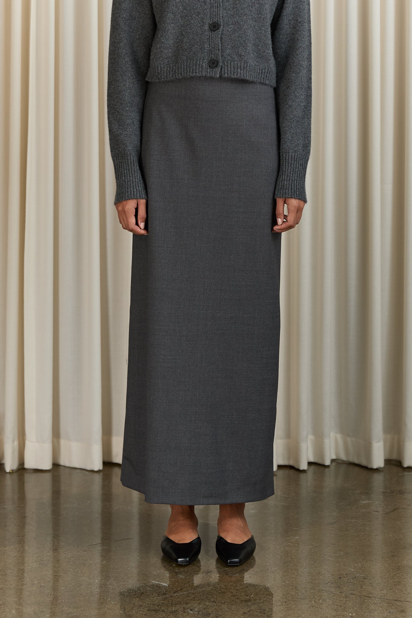 Samos Pencil Maxi Skirt in Grey