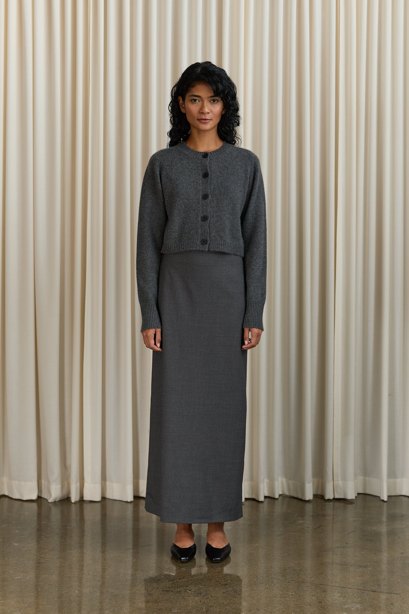 Samos Pencil Maxi Skirt in Grey