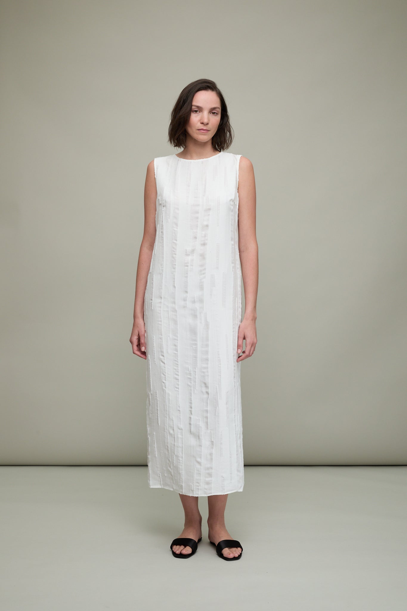 Minga Fitted Midi Dress in Off-White