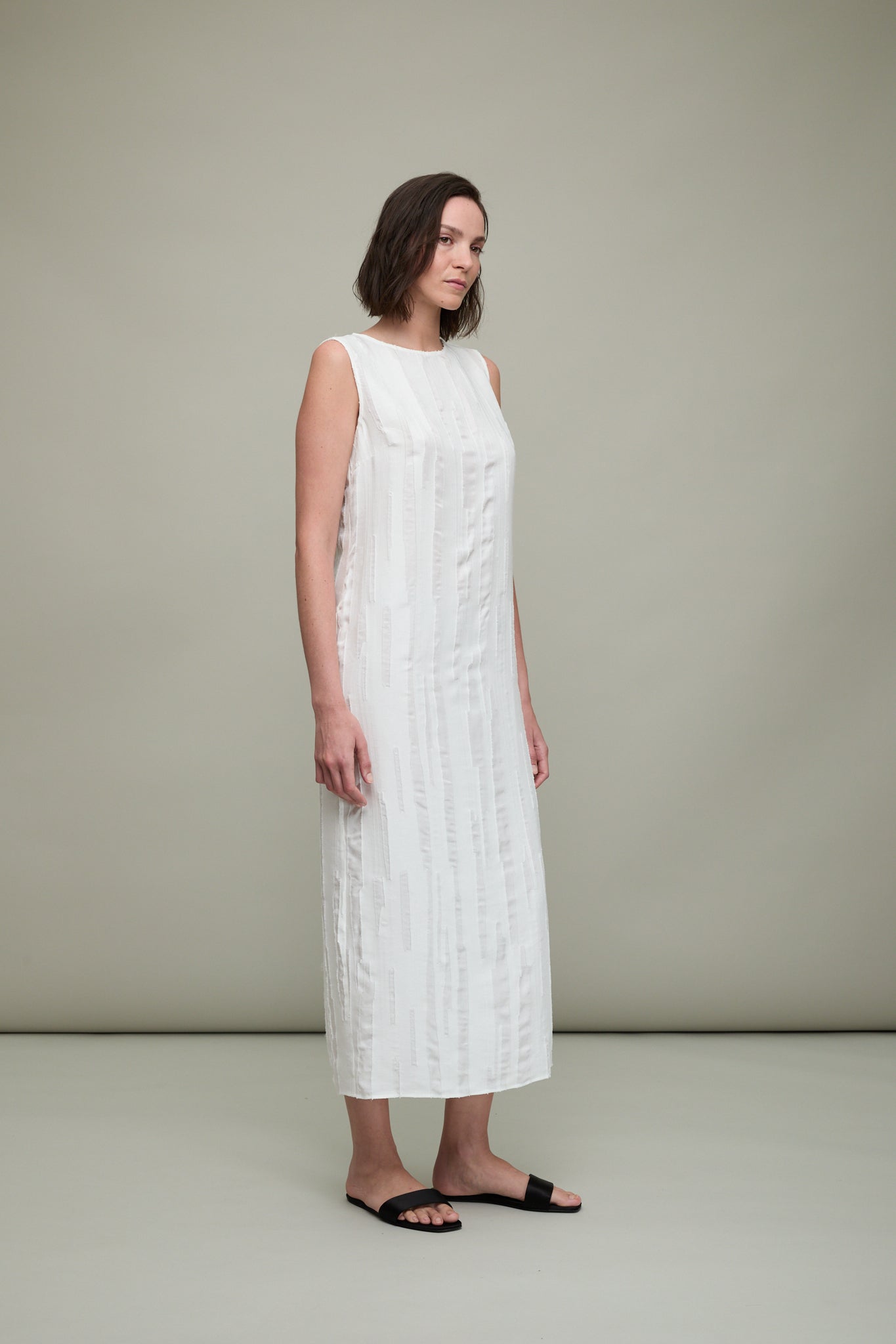 Minga Fitted Midi Dress in Off-White
