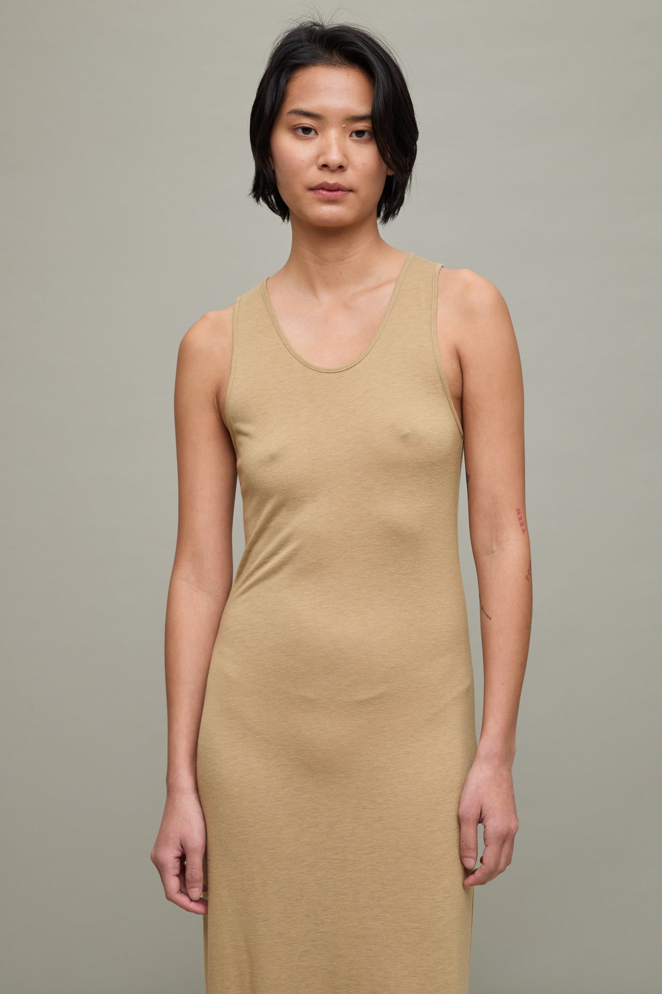 Myron Long Tank Dress in Tan