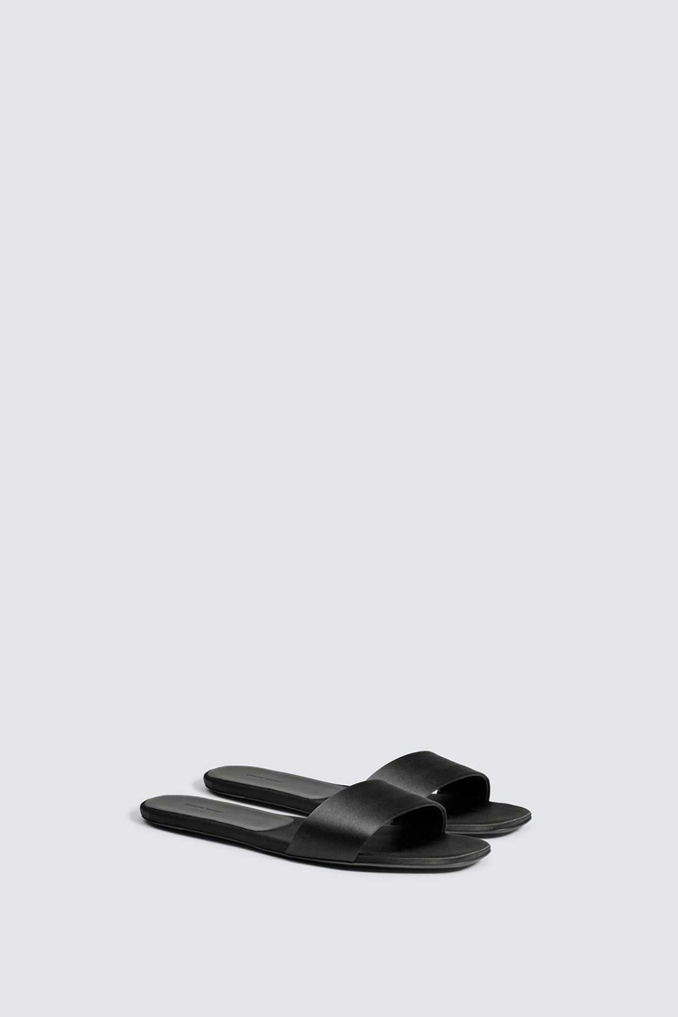 Stella Flat Satin Slides in Black