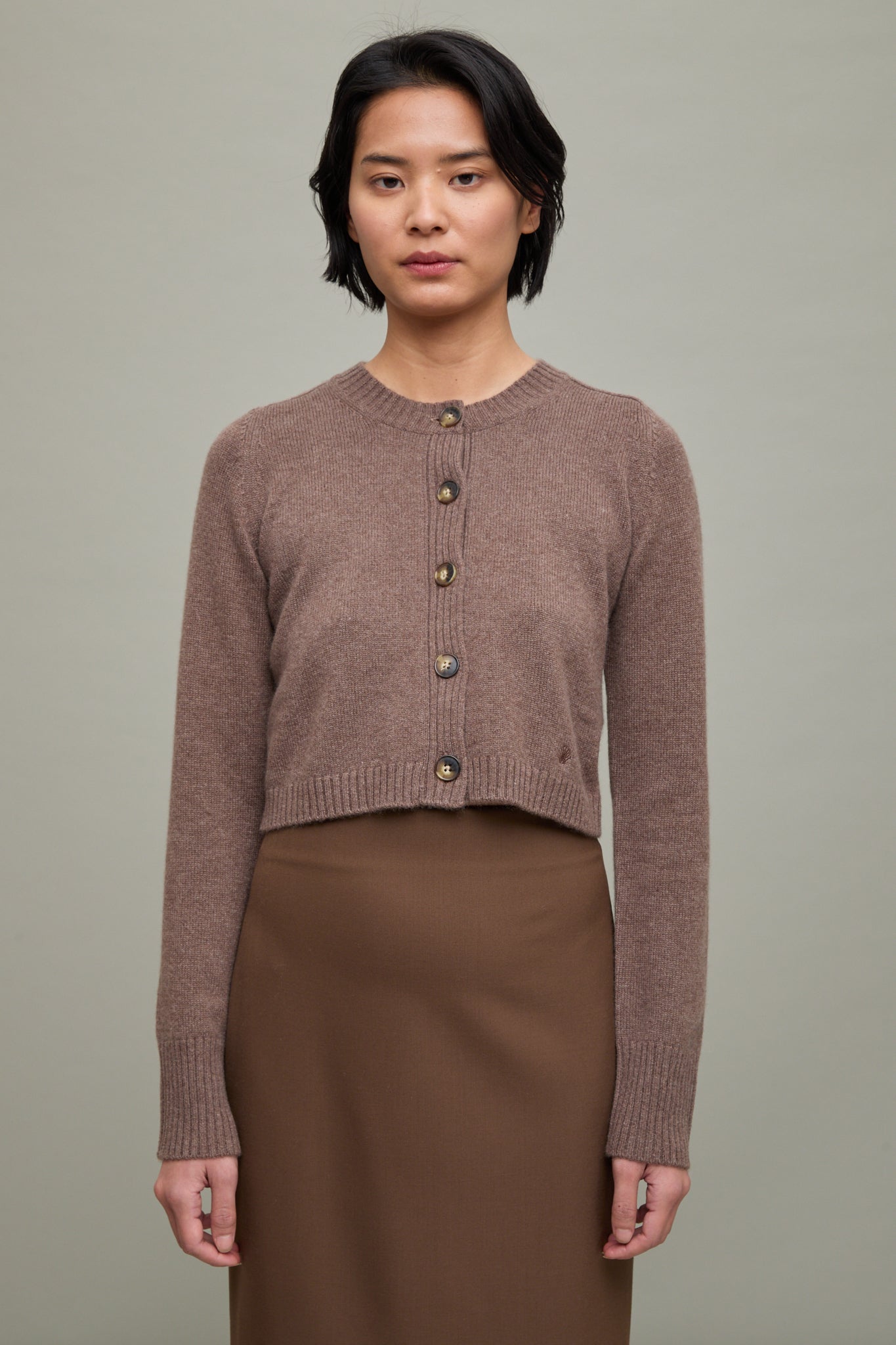 Zephir Cropped Cardigan in Brown