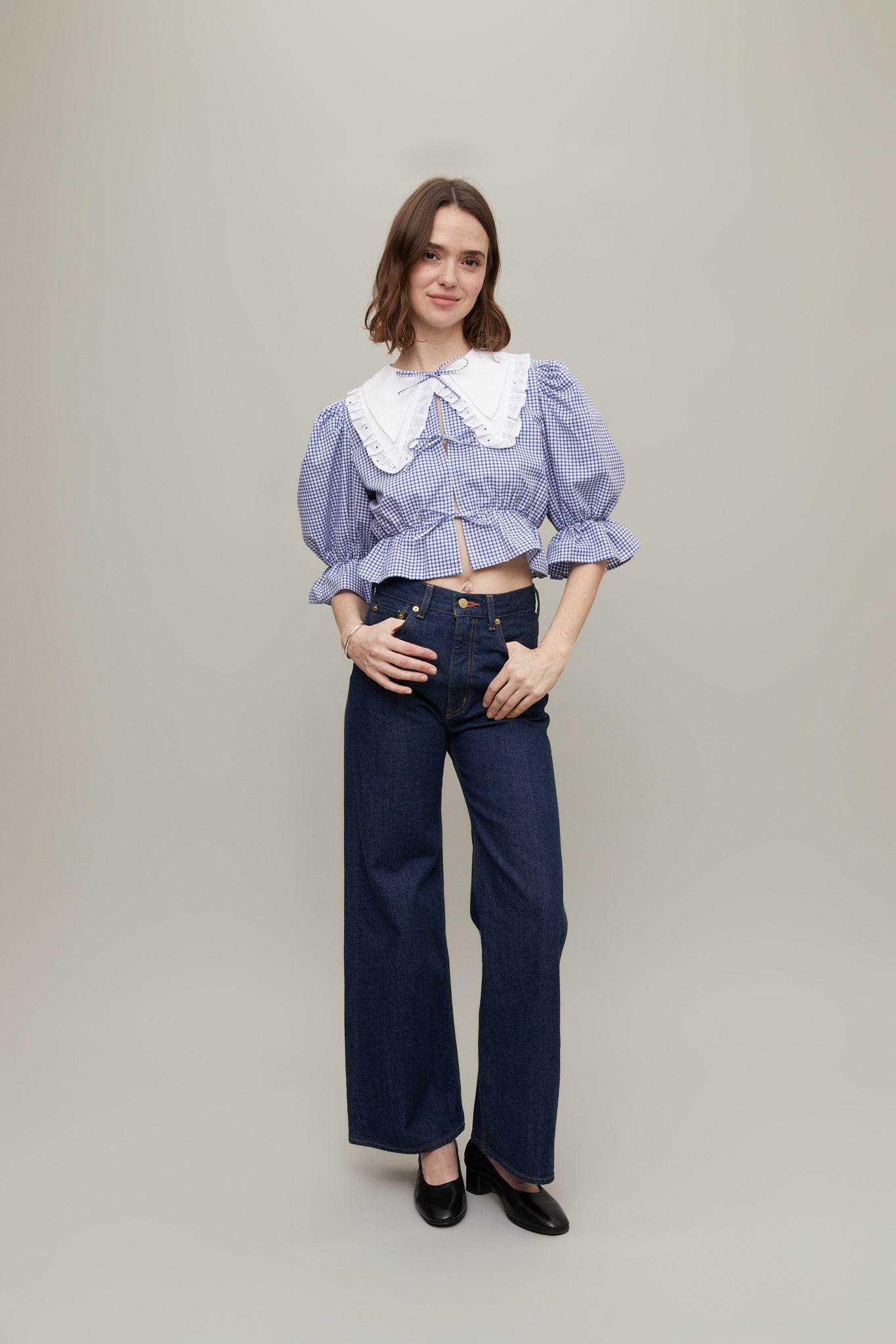 Angèle Blouse in Gingham Blue
