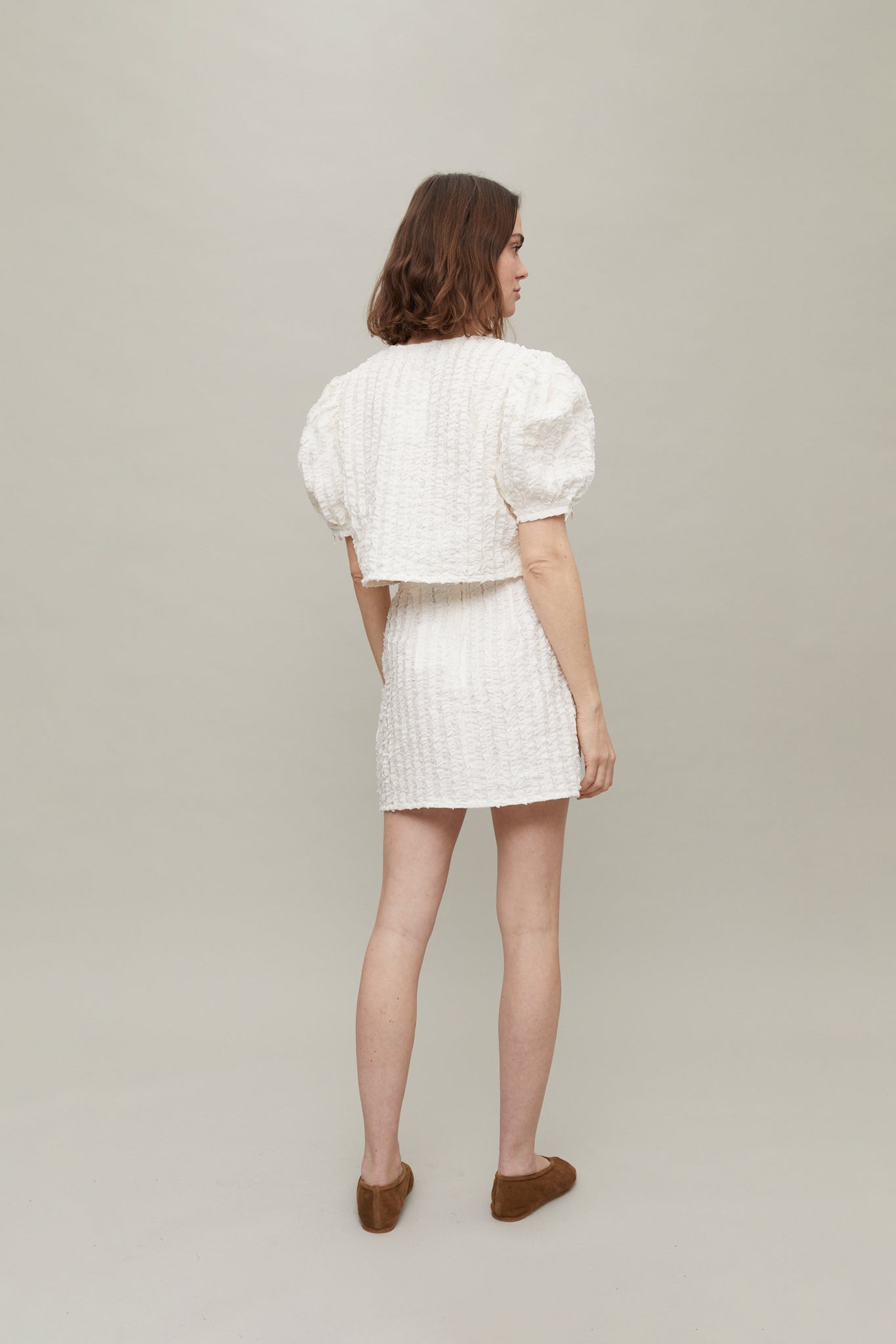 Anne Cotton Ruffle Skirt in Off-White