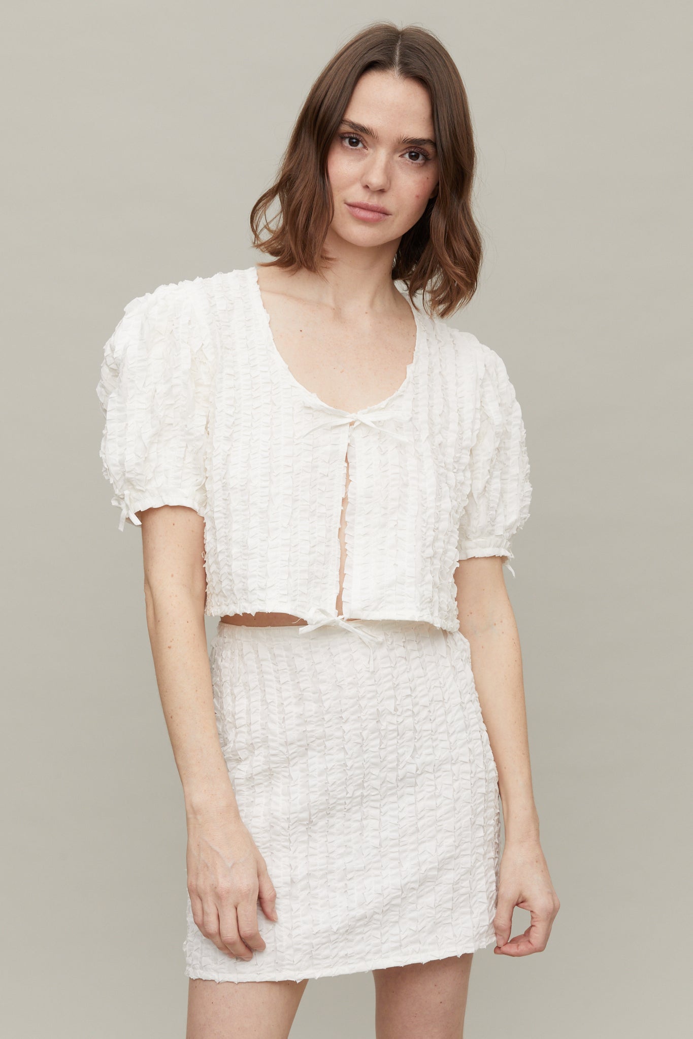 Anne Cotton Ruffled Blouse in Off-White