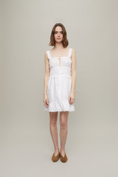 Mimi Embroidered Mini Dress in White – L'ENSEMBLE
