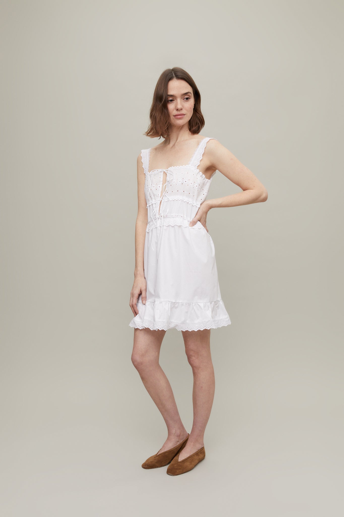 Mimi Embroidered Mini Dress in White White / FR 34 / XS Mimi Embroidered Mini Dress in White White / FR 34 / XS