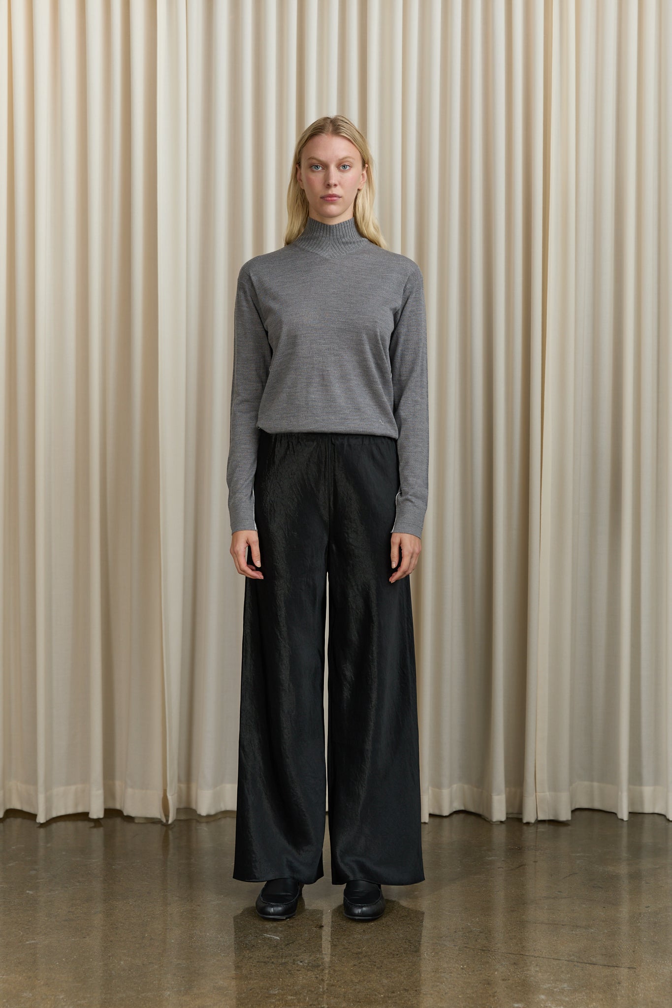 Bias Cut Trouser in Black
