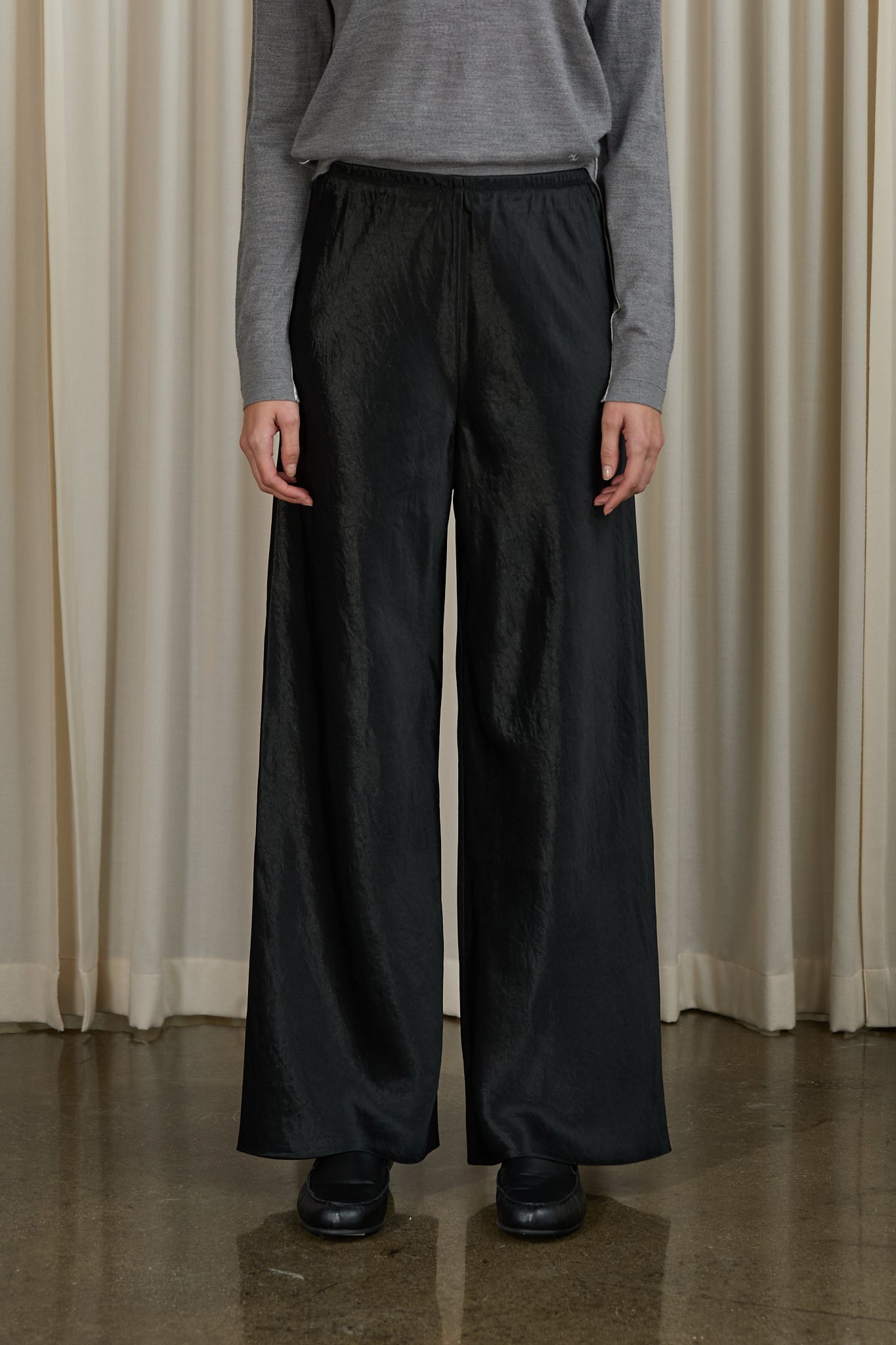 Bias Cut Trouser in Black
