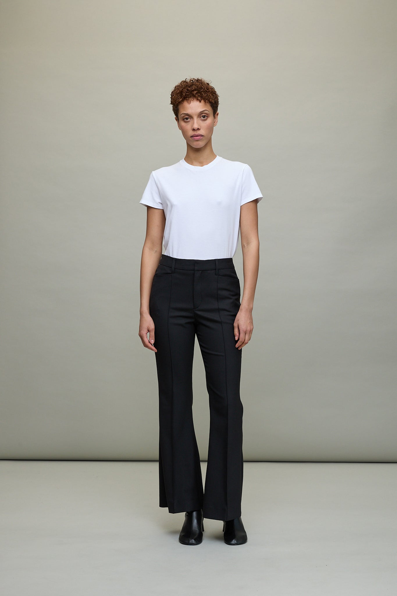 Mid Rise Flare Pants in Black